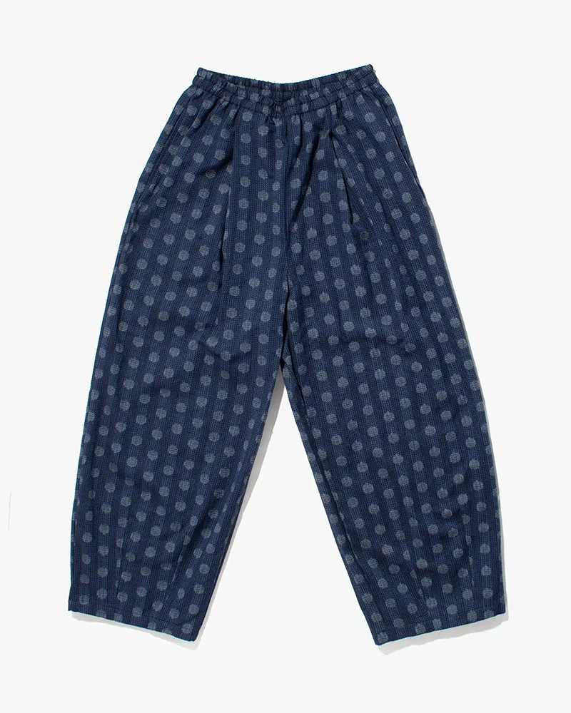 Kiriko x ToK, Cropped Lantern Pants, Indigo Dots sold by Kiriko