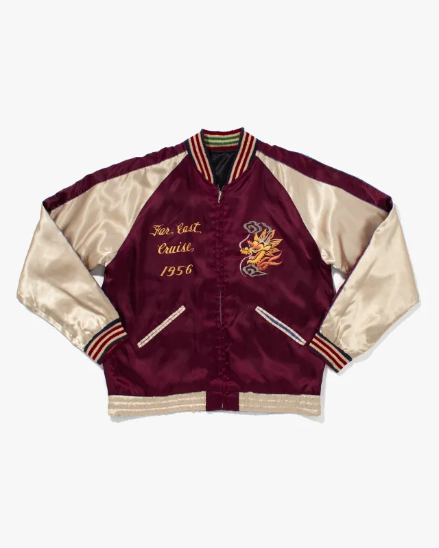 Japanese Repro Souvenir Jacket, Reversible, L, Maroon with Dragon sold by Kiriko