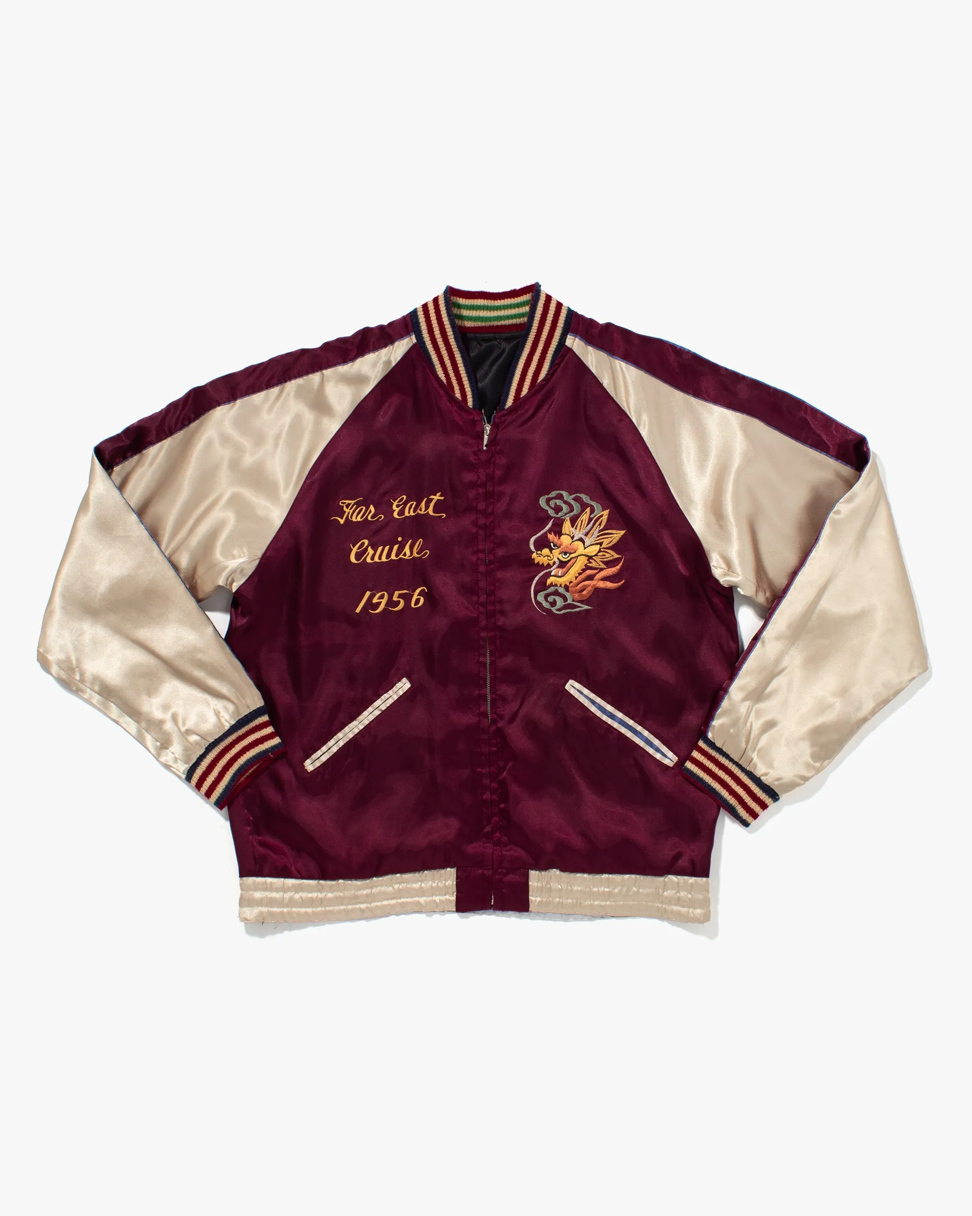 Japanese Repro Souvenir Jacket, Reversible, L, Maroon with Dragon sold by Kiriko