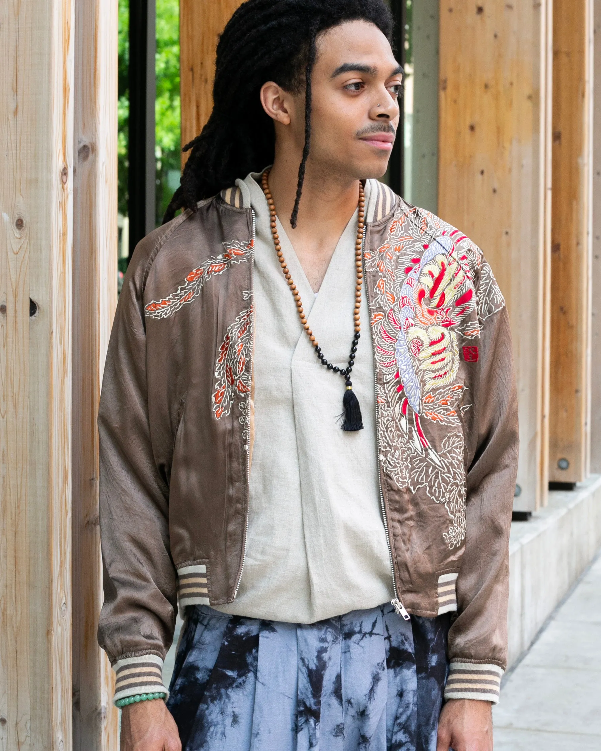 Japanese Repro Souvenir Jacket, Brown with Phoenix - M sold by Kiriko product image thumbnail 5