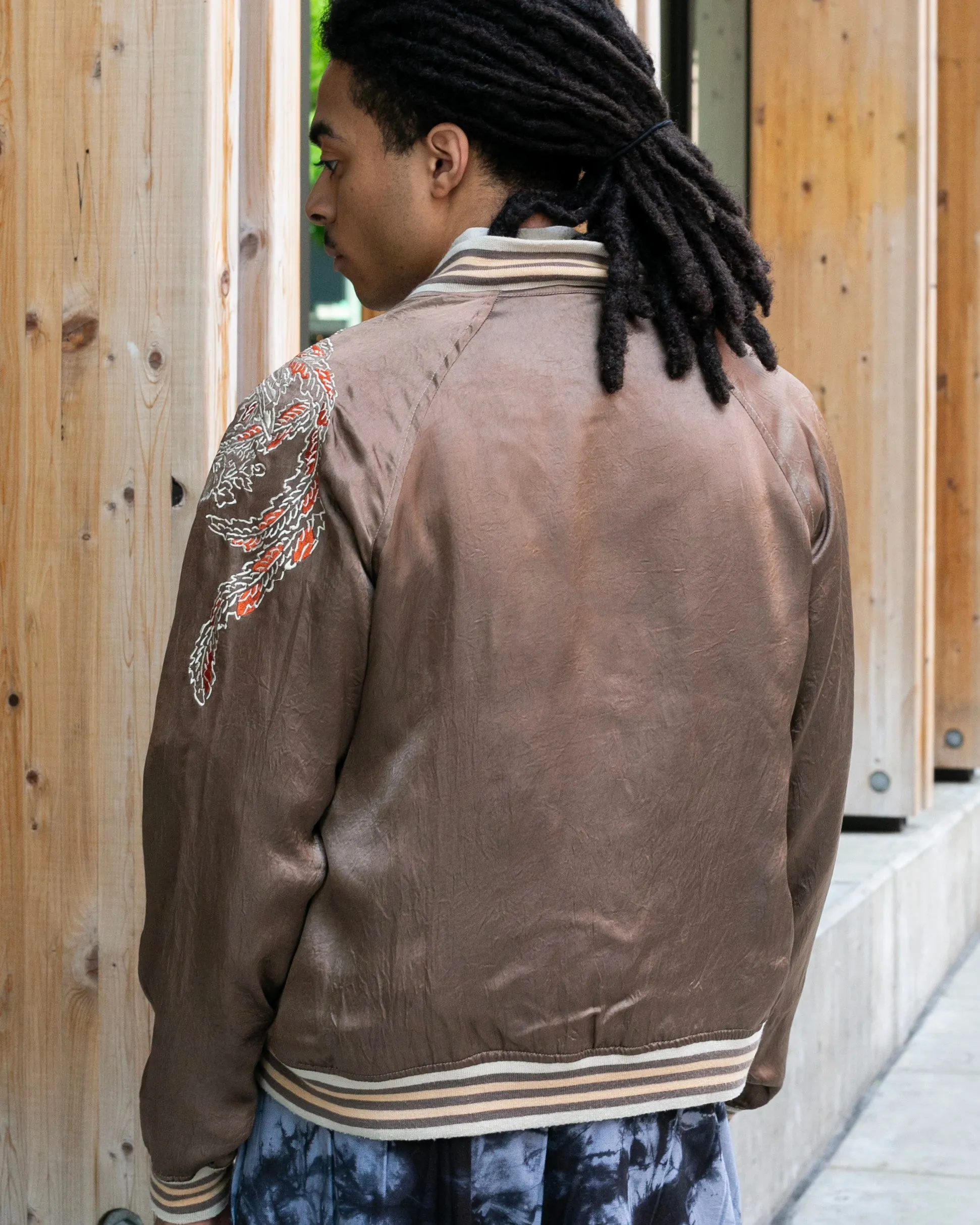 Japanese Repro Souvenir Jacket, Brown with Phoenix - M sold by Kiriko product image thumbnail 3