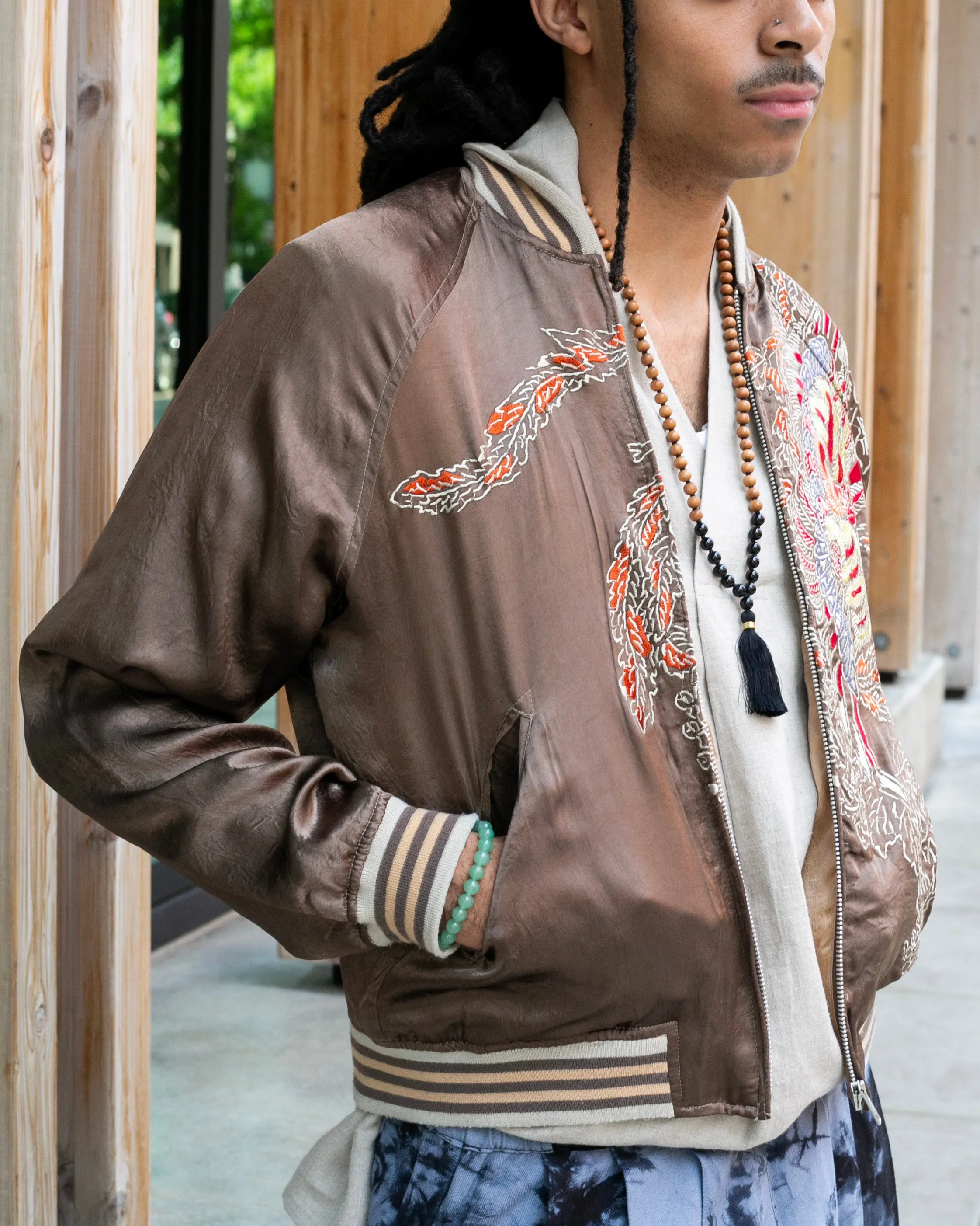 Japanese Repro Souvenir Jacket, Brown with Phoenix - M sold by Kiriko product image thumbnail 2