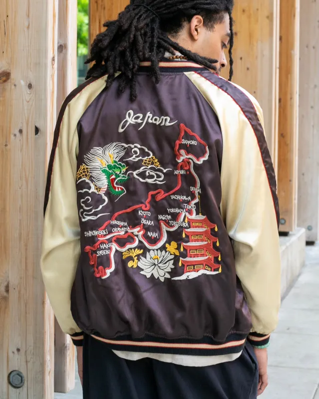 Japanese Repro Souvenir Jacket, Reversible, Tiger and Dragon and Map of Japan - M sold by Kiriko