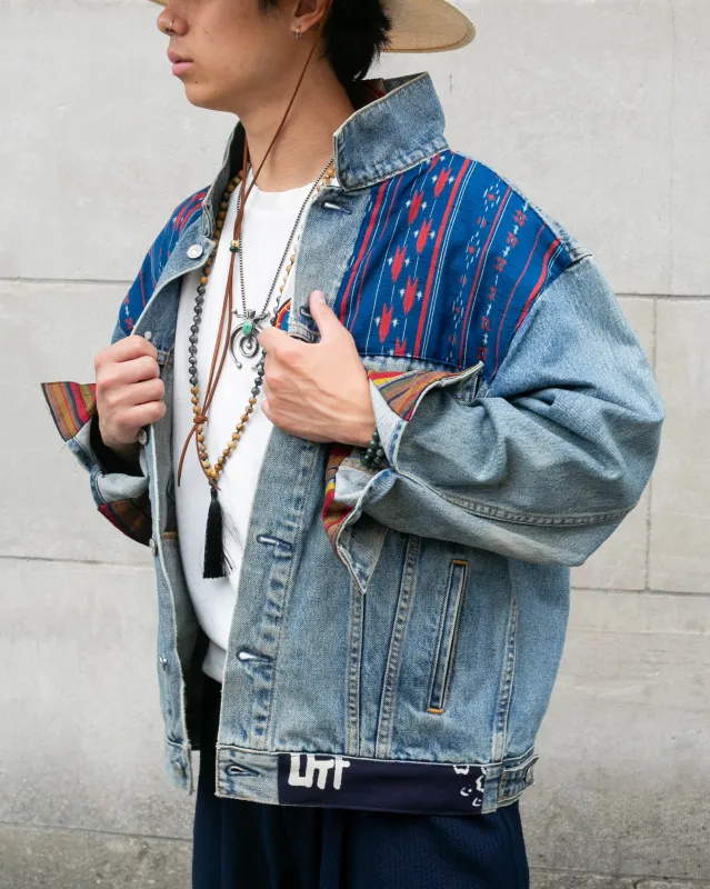 Kiriko Original Jacket, Oversized Levi's Denim with Obi, Light Wash with Phoenix sold by Kiriko