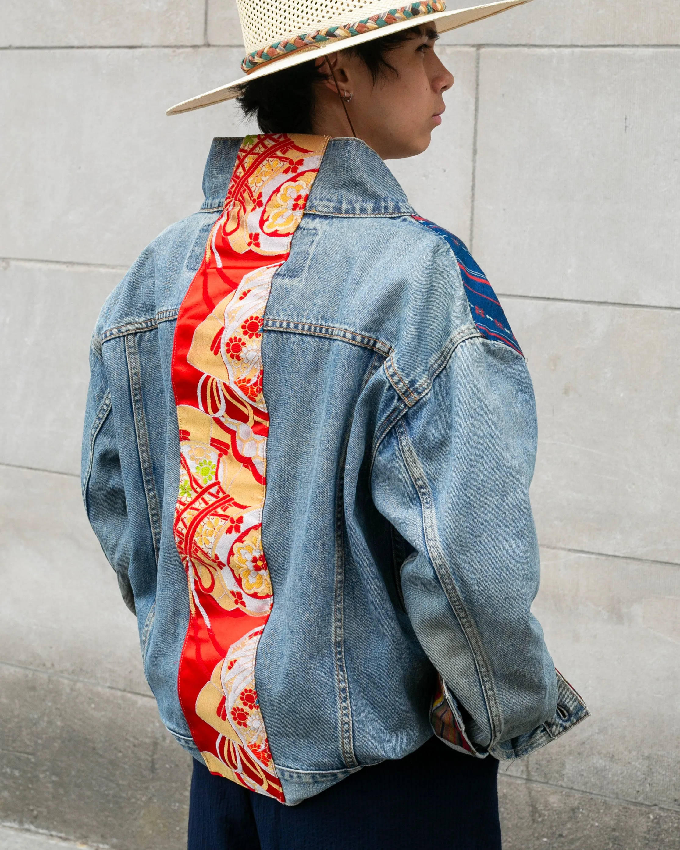 Kiriko Original Jacket, Oversized Levi's Denim with Obi, Light Wash with Phoenix sold by Kiriko product image thumbnail 2