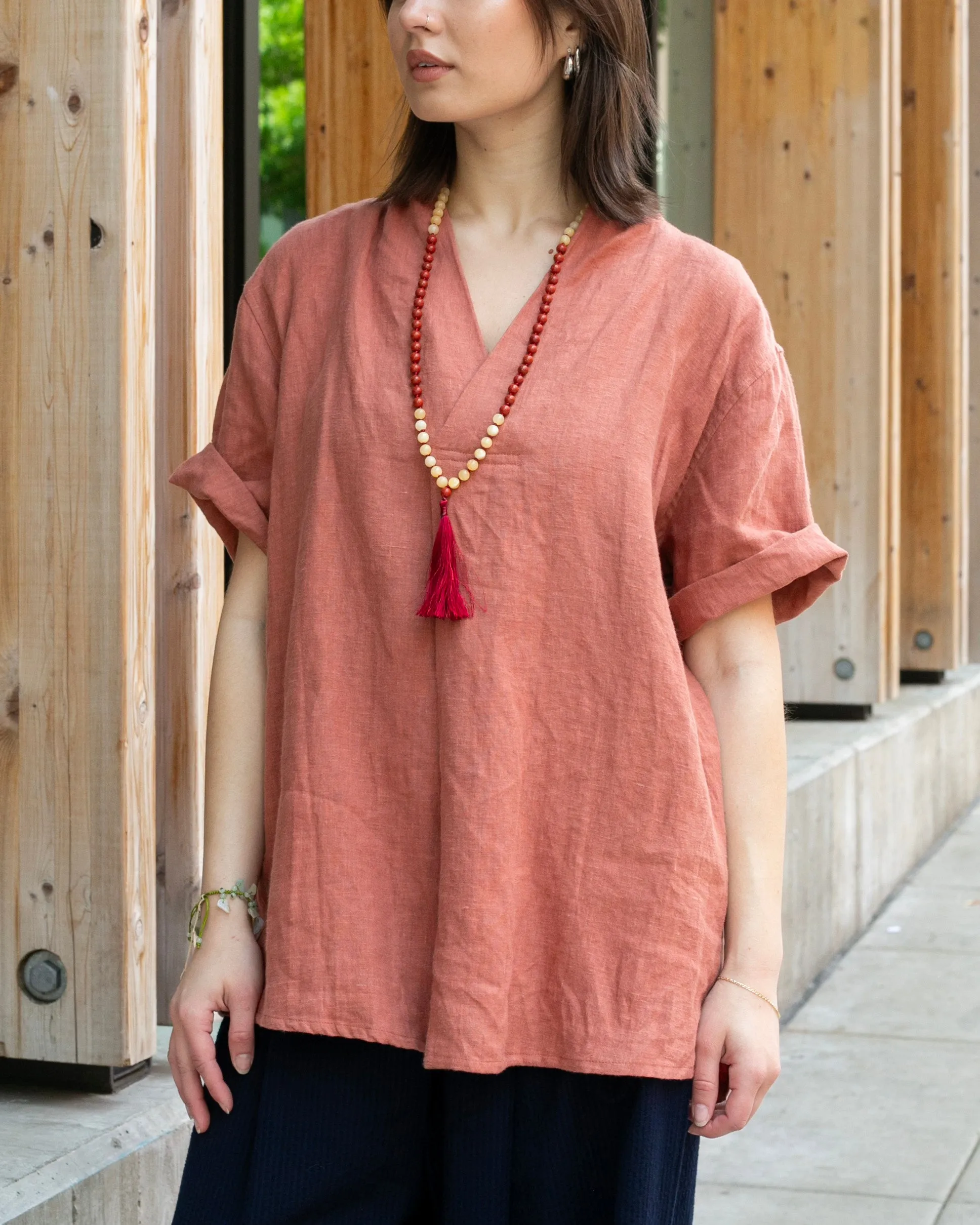 Kiriko Original French Linen Tunic, Burnt Orange sold by Kiriko