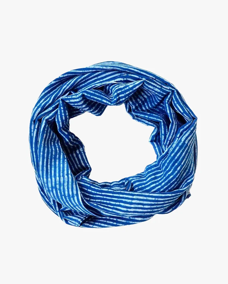 Ichcha, Indigo Blue Beach Life Stripe, Block Printed Scarf sold by Kiriko product image thumbnail 3