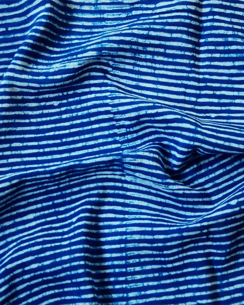 Ichcha, Indigo Blue Beach Life Stripe, Block Printed Scarf sold by Kiriko product image thumbnail 2