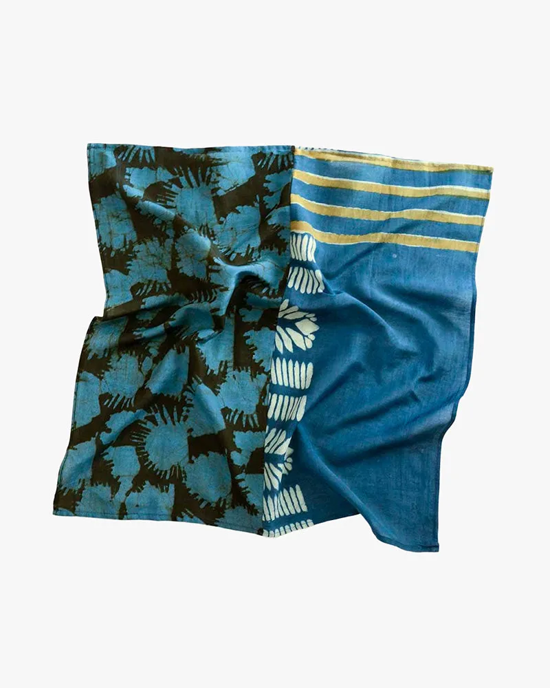 Ichcha, Dual Design Block Printed Natural Dyed Bandana, Bluey sold by Kiriko product image thumbnail 2