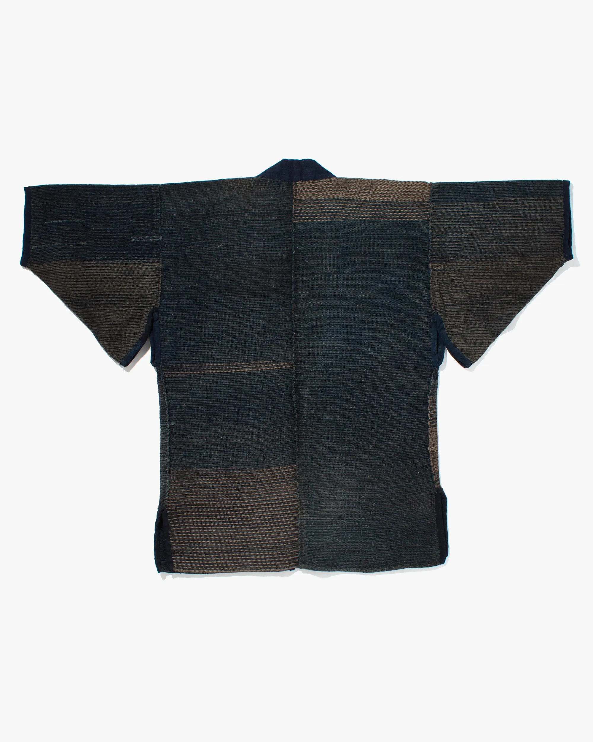 Vintage Noragi Jacket, Blue and Beige, Fully Hand-stiched Sakiori sold by Kiriko product image thumbnail 2