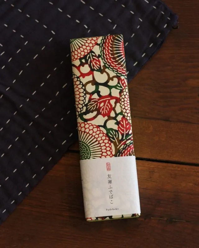 Shogado Pencil Box, Classic Series #12, Red Katazome Kiku sold by Kiriko