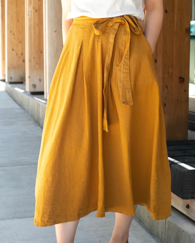 Prospective Flow Wrap Skirt, Kyu, Mustard sold by Kiriko