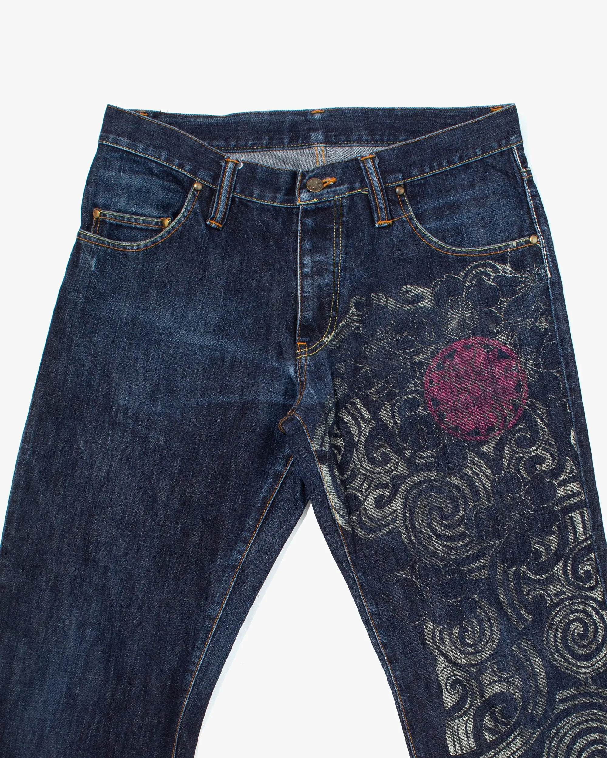 Japanese Repro Denim Jeans, Gemstone, Pink and White Painted Accents - 33 sold by Kiriko product image thumbnail 5