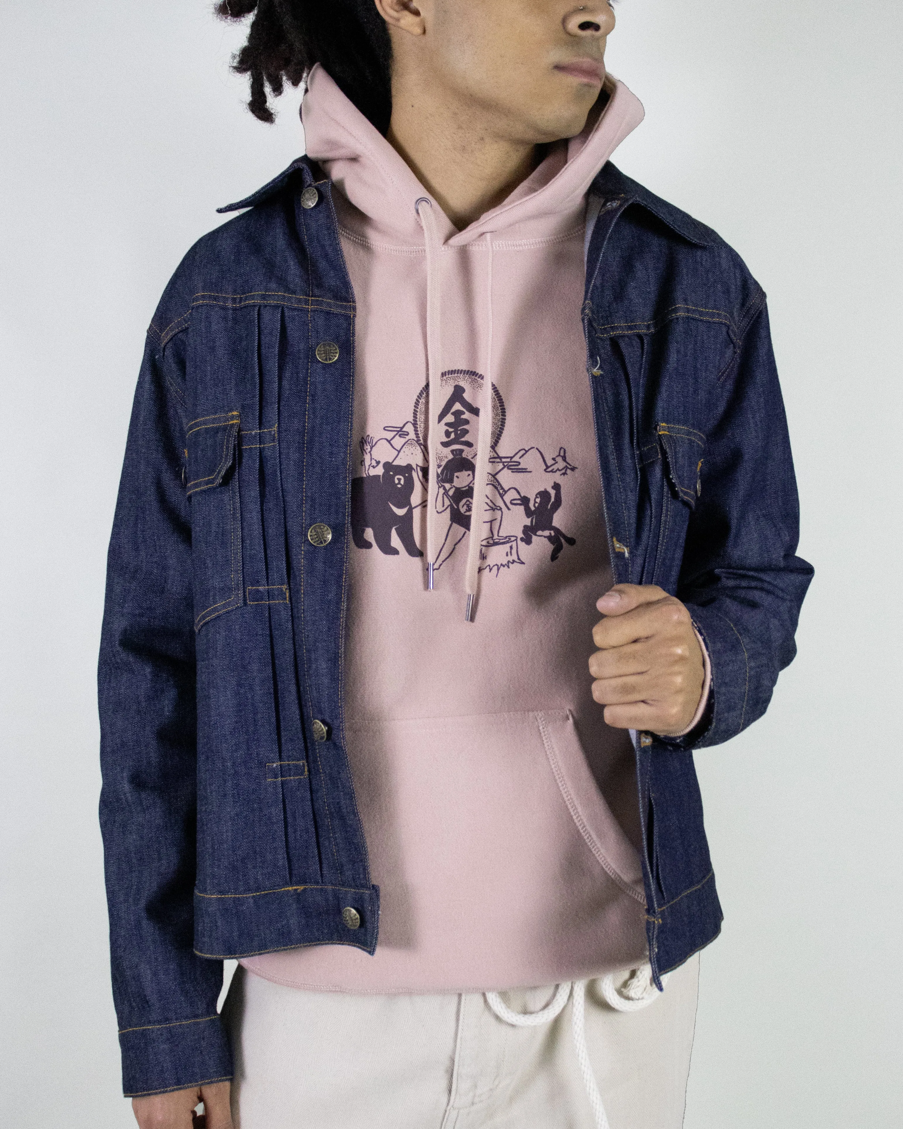 Kiriko Original Hoodie, 13oz Cotton, Printed Kintaro, Pink sold by Kiriko