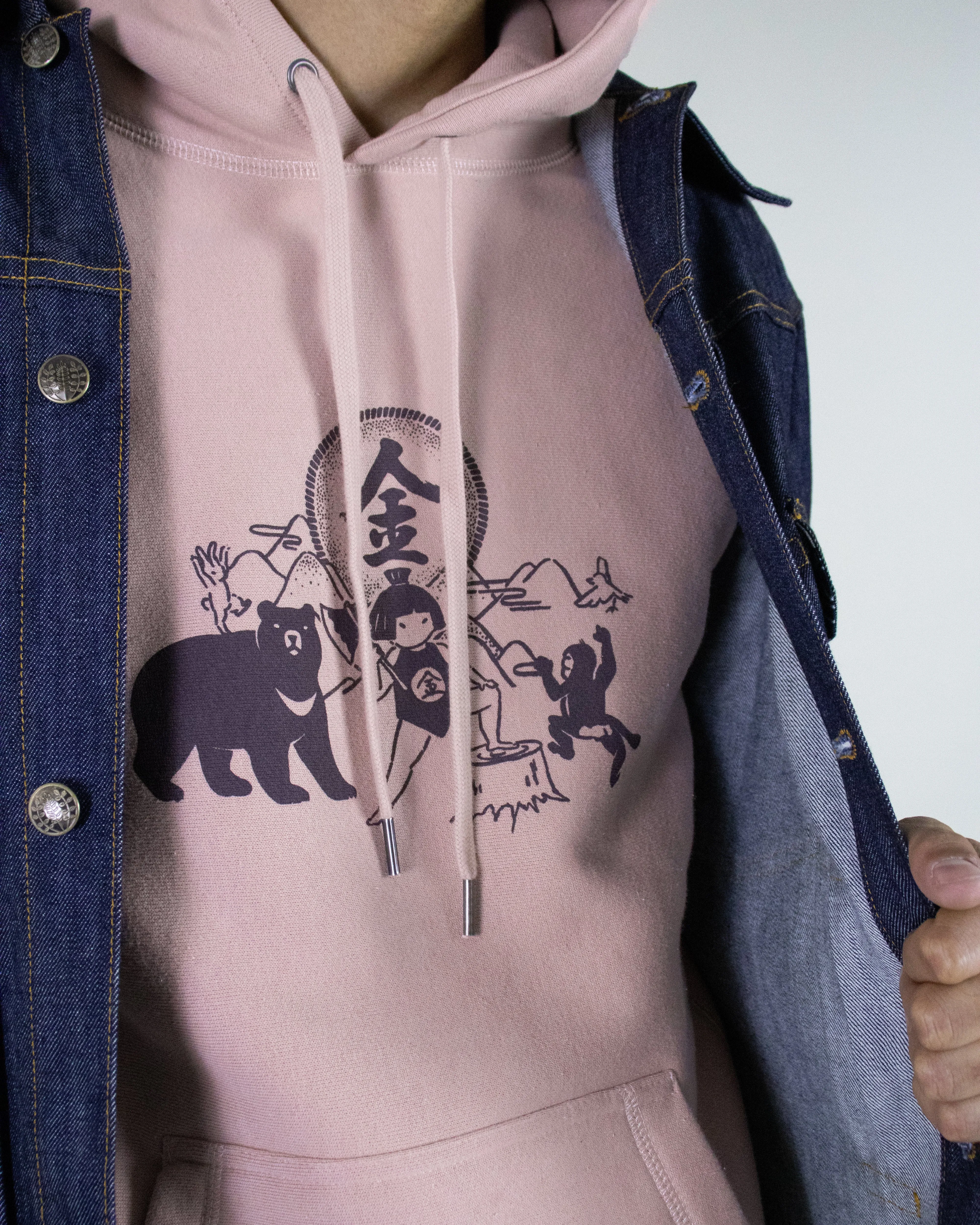 Kiriko Original Hoodie, 13oz Cotton, Printed Kintaro, Pink sold by Kiriko product image thumbnail 2