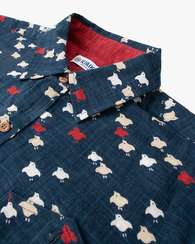 Kiriko Original Button-Up Shirt, Short Sleeve, Indigo Chidori sold by Kiriko product image thumbnail 5