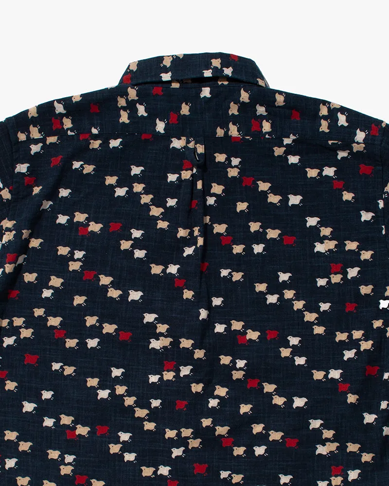 Kiriko Original Button-Up Shirt, Short Sleeve, Indigo Chidori sold by Kiriko product image thumbnail 4