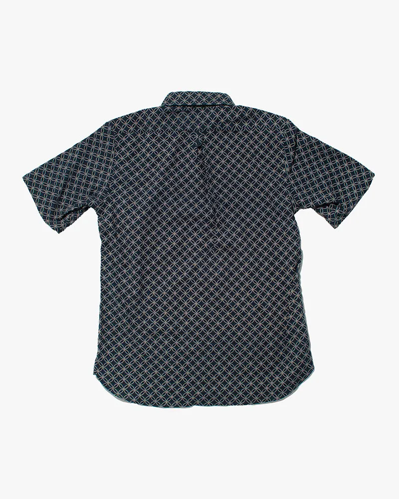 Kiriko Original Button-Up Shirt, Short Sleeve, Indigo Shippou sold by Kiriko product image thumbnail 3