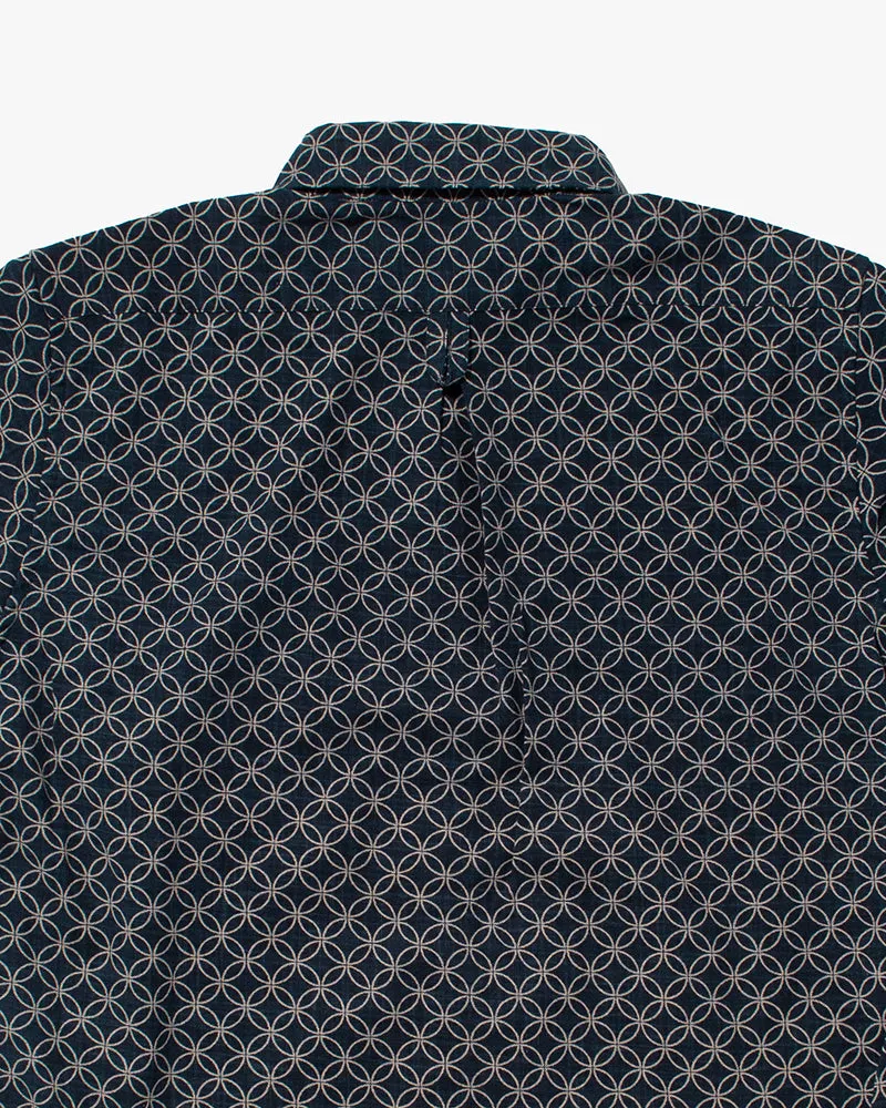 Kiriko Original Button-Up Shirt, Short Sleeve, Indigo Shippou sold by Kiriko product image thumbnail 4