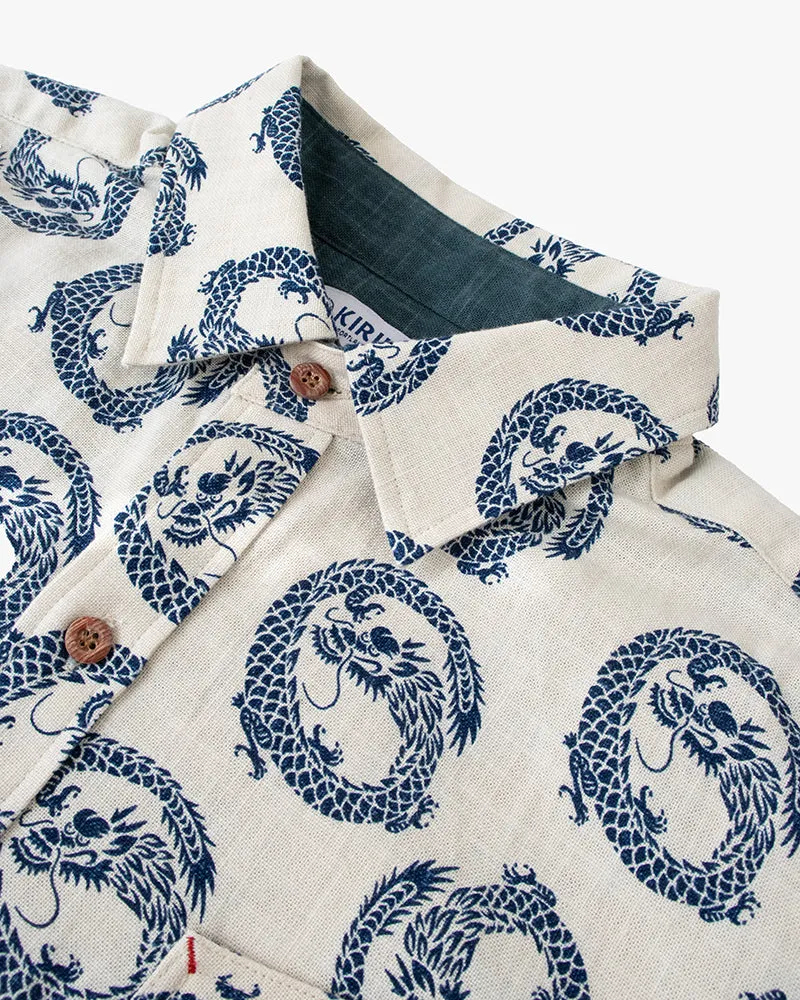 Kiriko Original Button-Up Shirt, Short Sleeve, Cream Dragon sold by Kiriko product image thumbnail 5