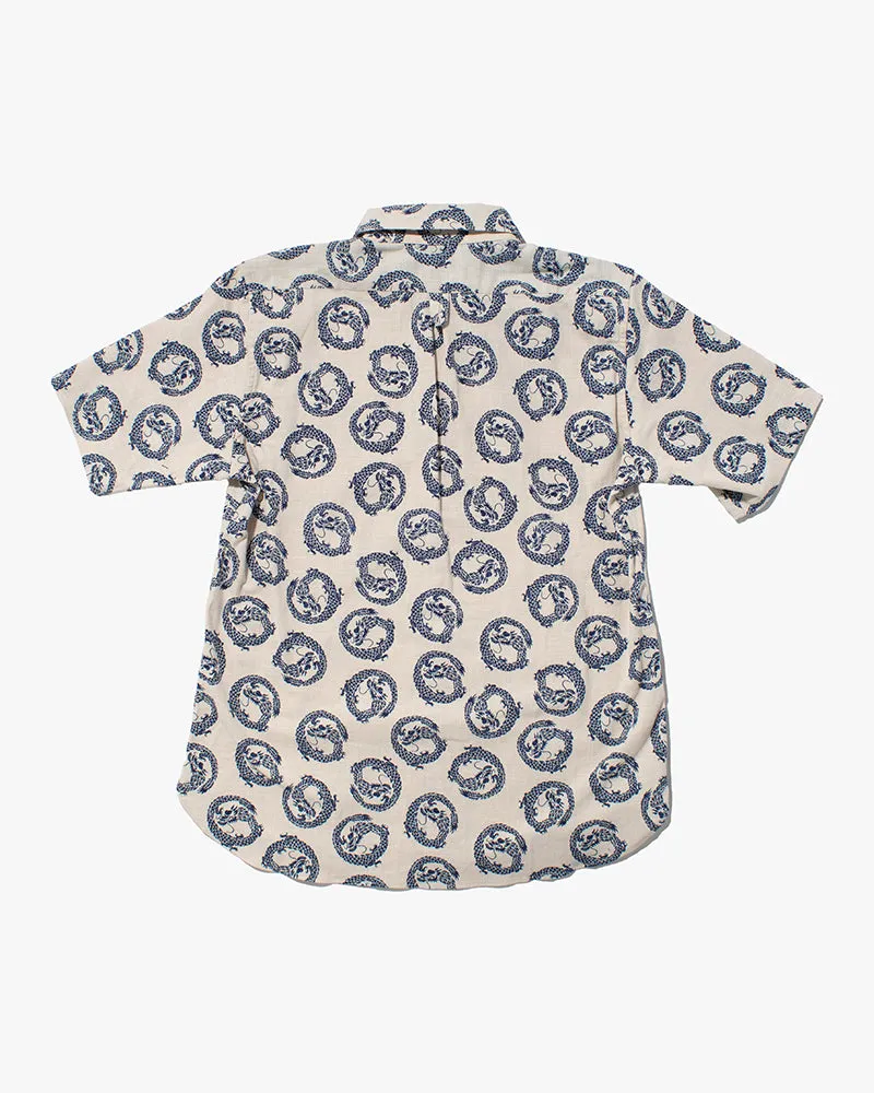 Kiriko Original Button-Up Shirt, Short Sleeve, Cream Dragon sold by Kiriko product image thumbnail 3
