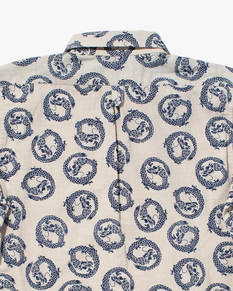 Kiriko Original Button-Up Shirt, Short Sleeve, Cream Dragon sold by Kiriko product image thumbnail 4