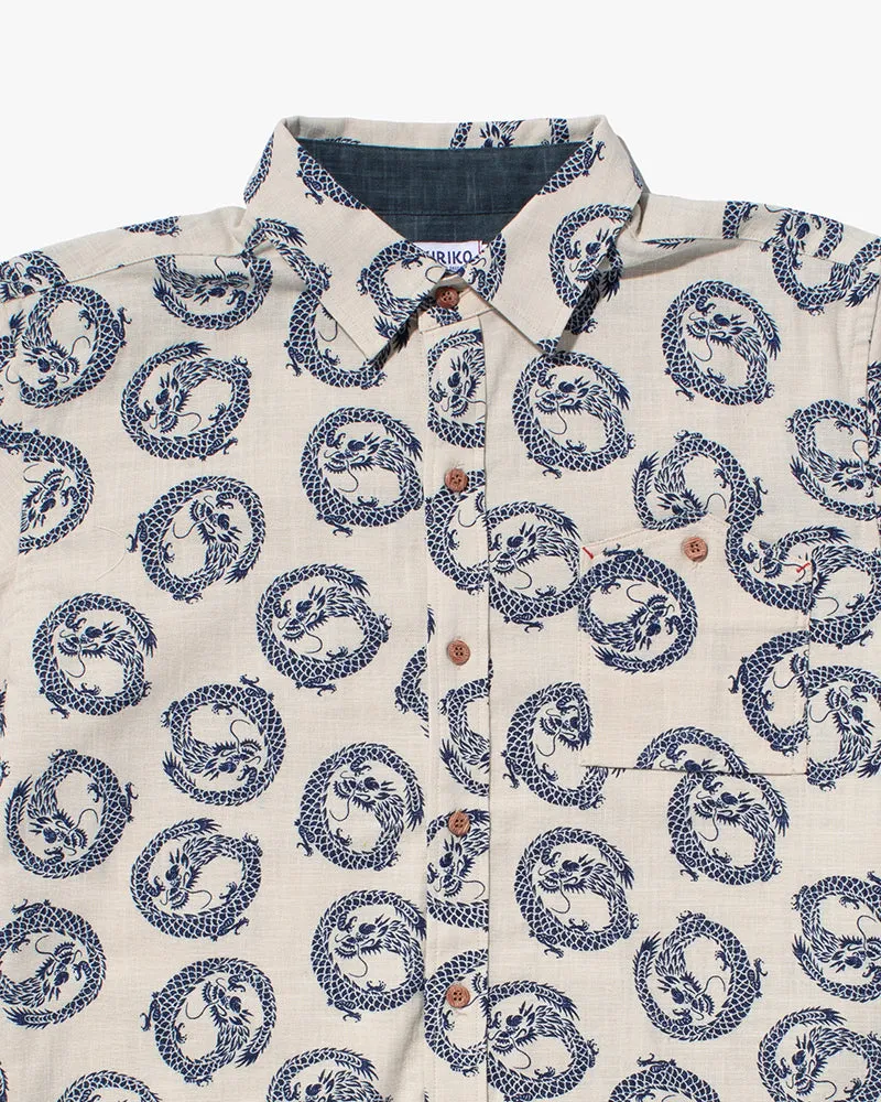 Kiriko Original Button-Up Shirt, Short Sleeve, Cream Dragon sold by Kiriko product image thumbnail 2