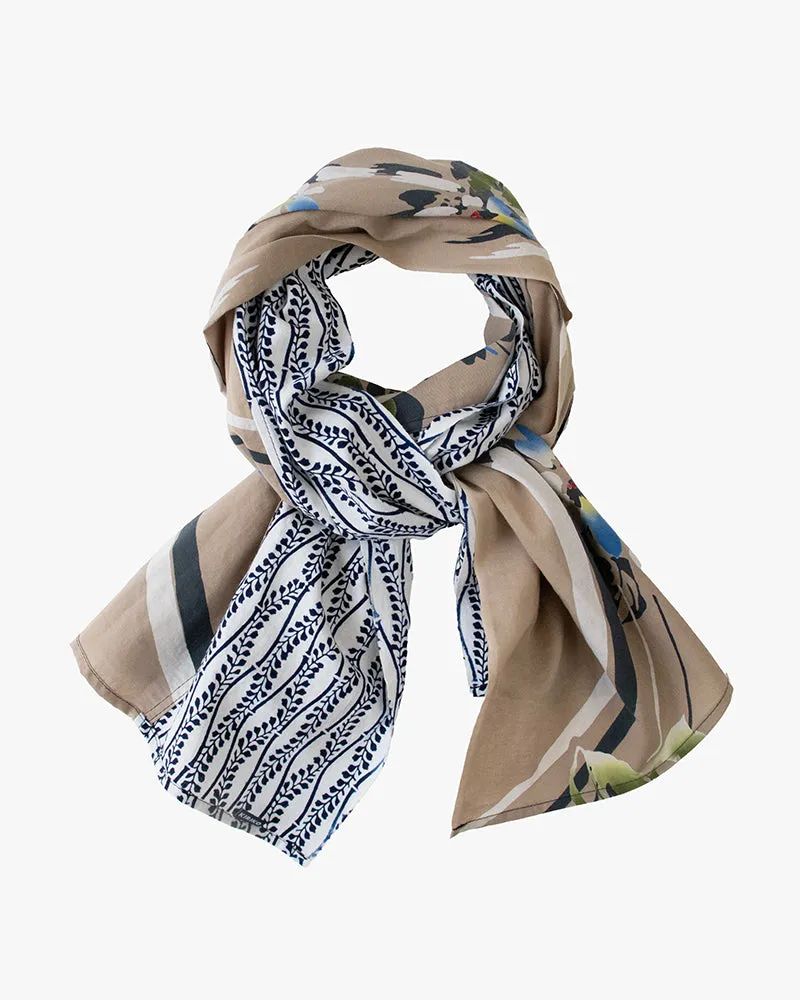 Kiriko Original Scarf, Split Yukata, Beige with Abstract Flowers sold by Kiriko product image thumbnail 3