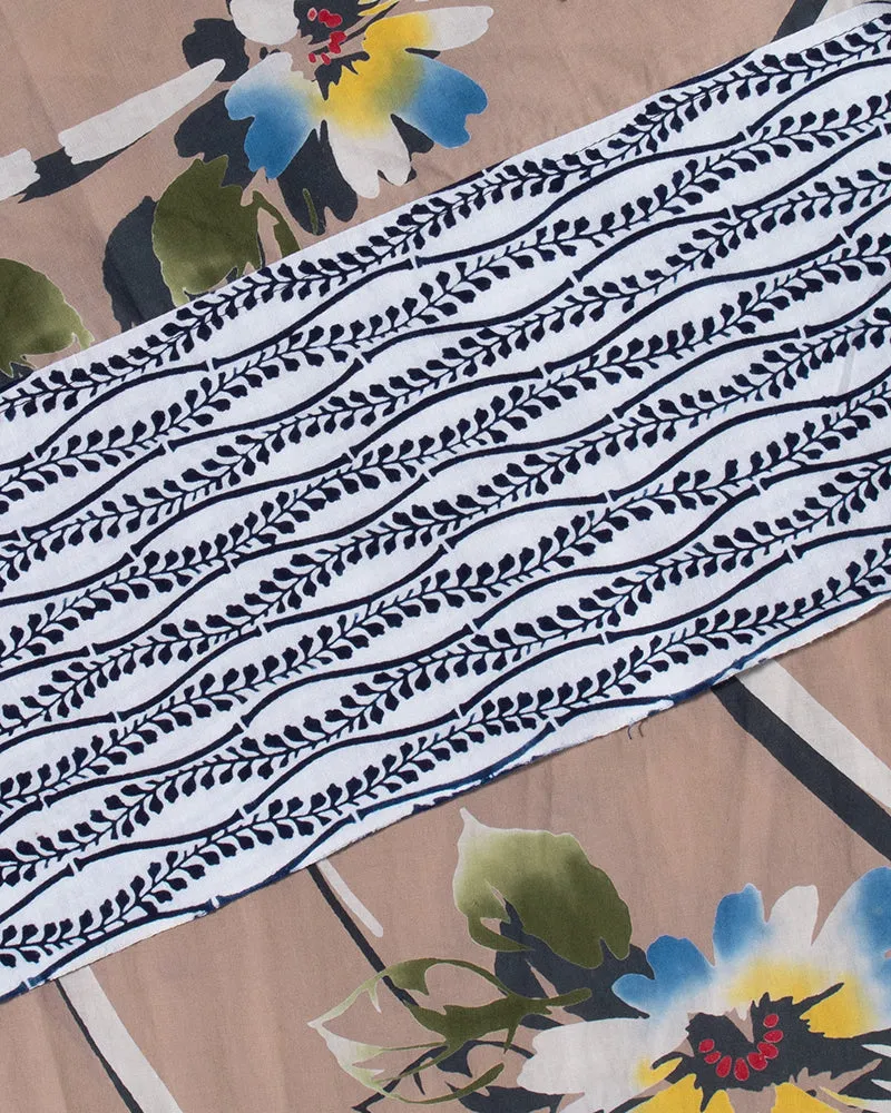 Kiriko Original Scarf, Split Yukata, Beige with Abstract Flowers sold by Kiriko product image thumbnail 5