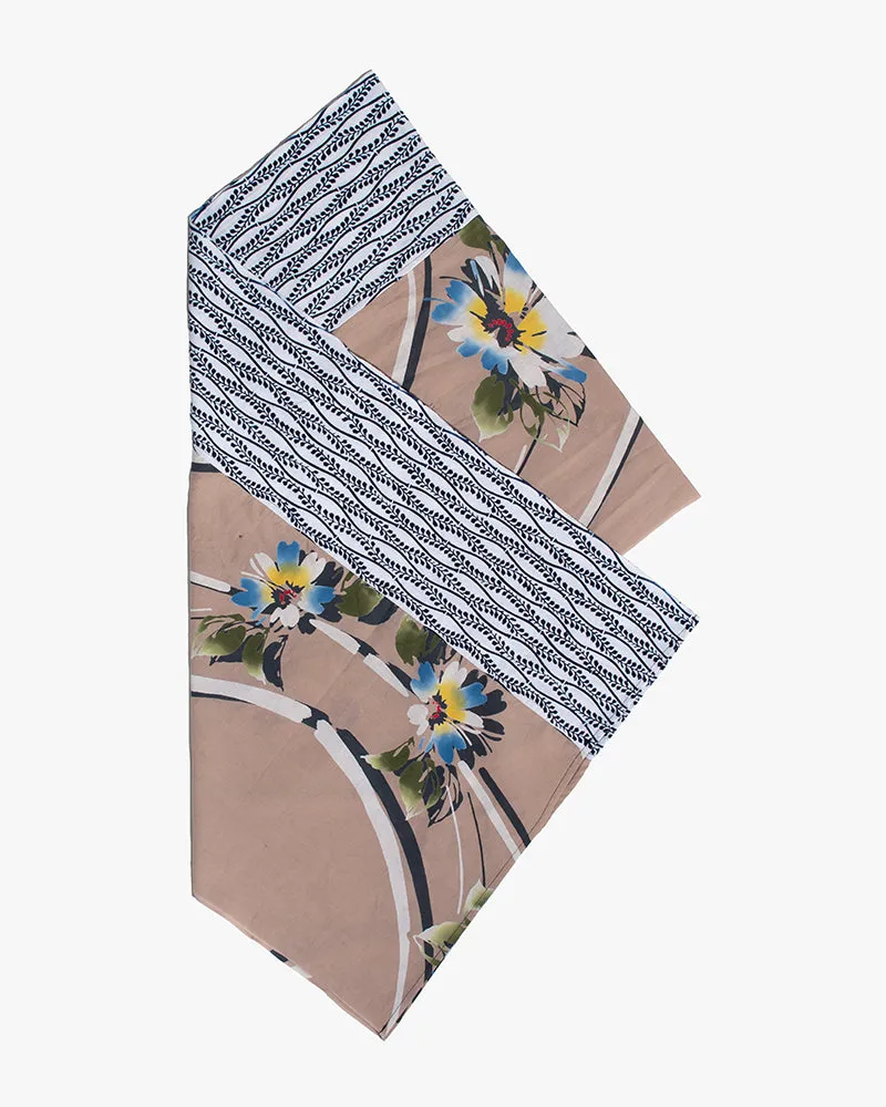 Kiriko Original Scarf, Split Yukata, Beige with Abstract Flowers sold by Kiriko product image thumbnail 4