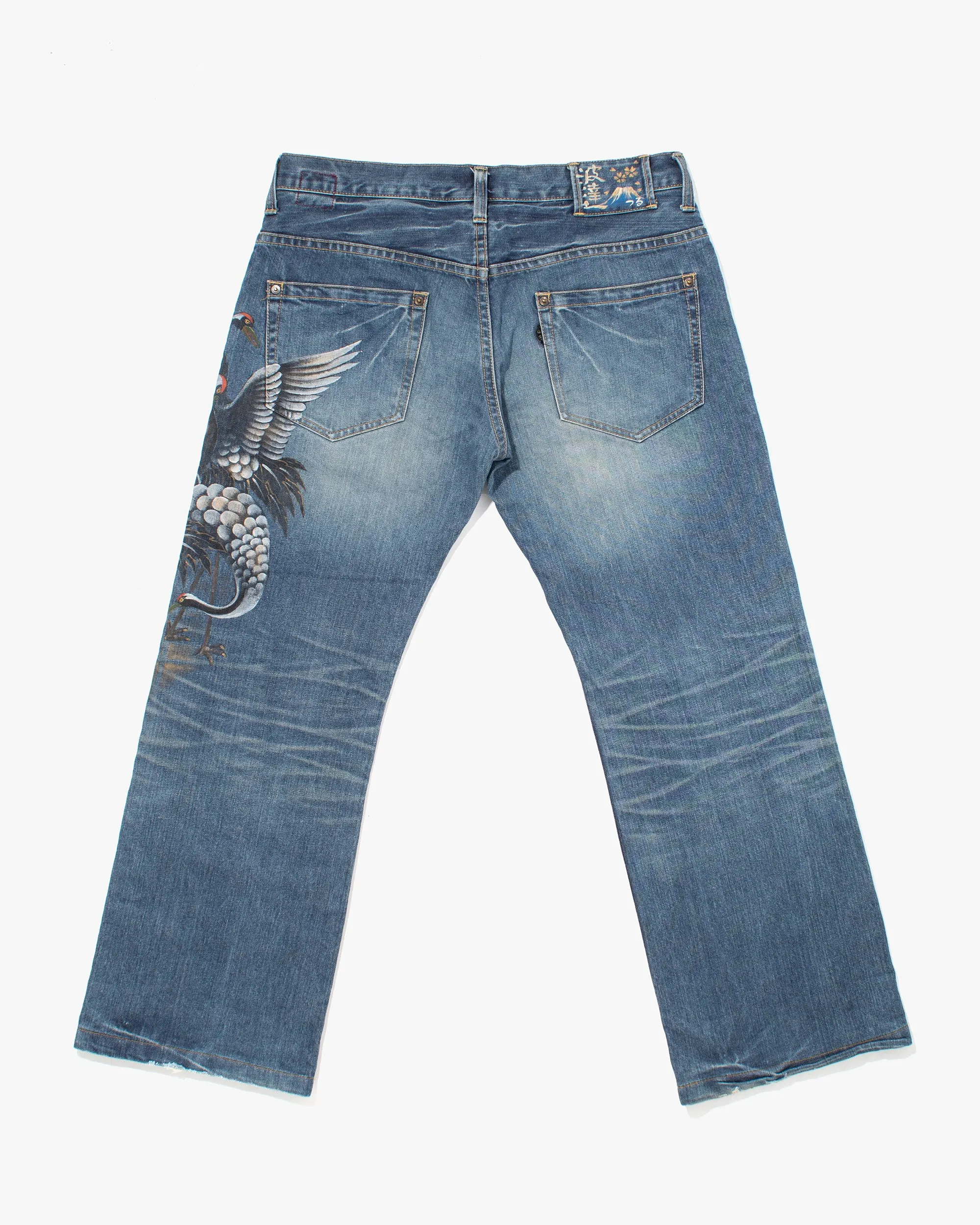 Japanese Repro Denim Jeans, Breakthrough, Painted Herons - 36" sold by Kiriko product image thumbnail 3