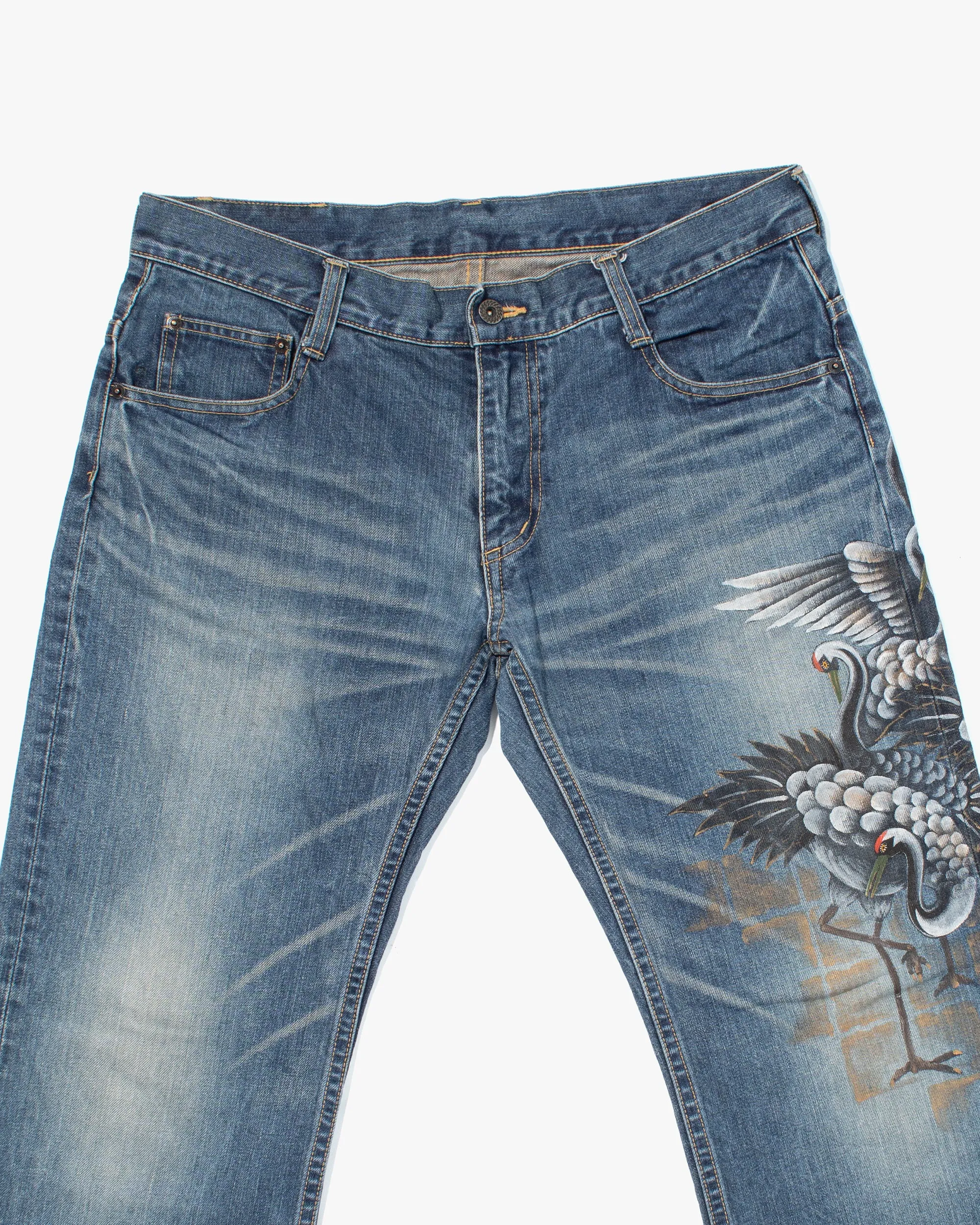 Japanese Repro Denim Jeans, Breakthrough, Painted Herons - 36" sold by Kiriko product image thumbnail 4