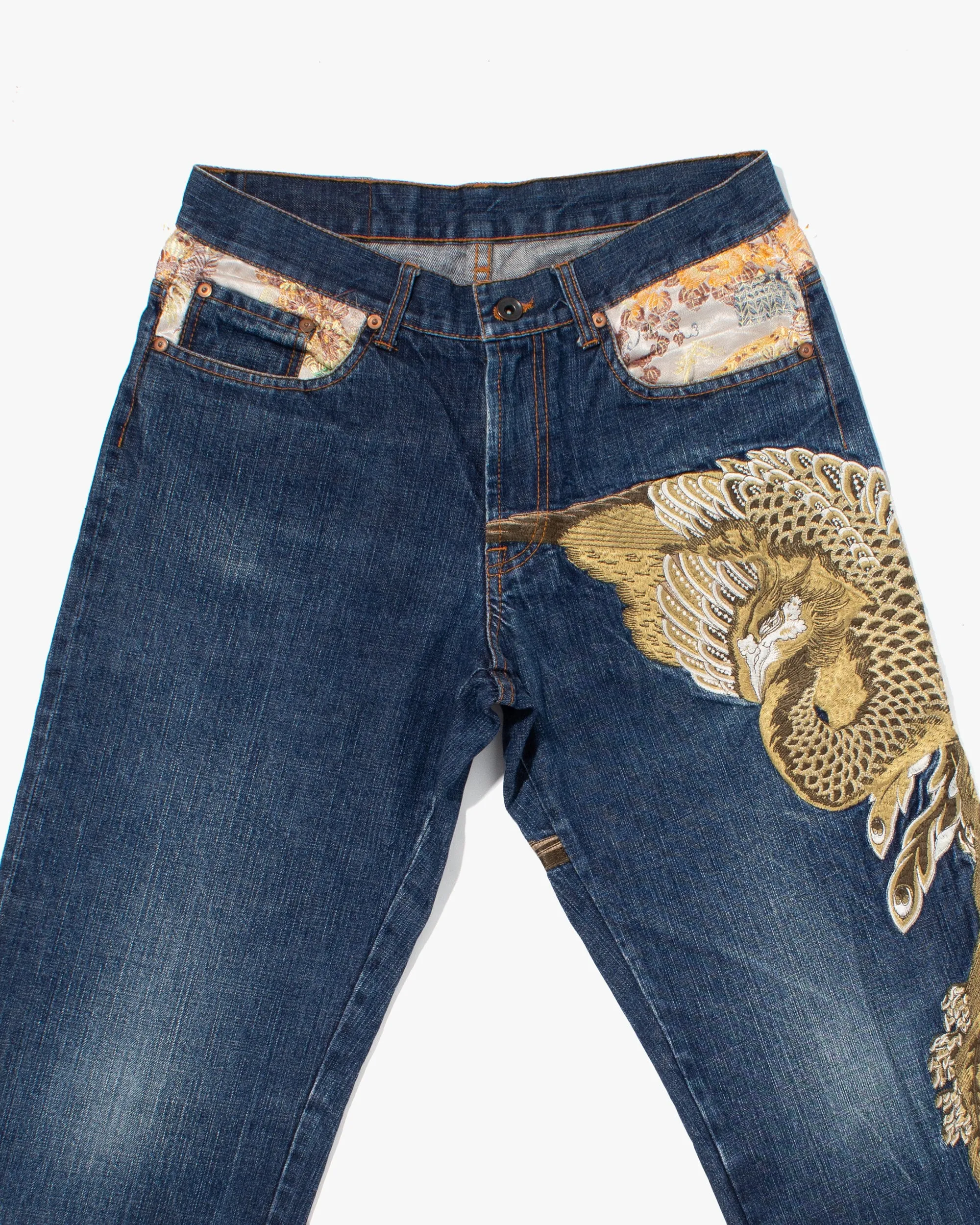 Japanese Repro Denim Jeans, Switch Planning Co., Embroidered Phoenix - 31" sold by Kiriko product image thumbnail 3