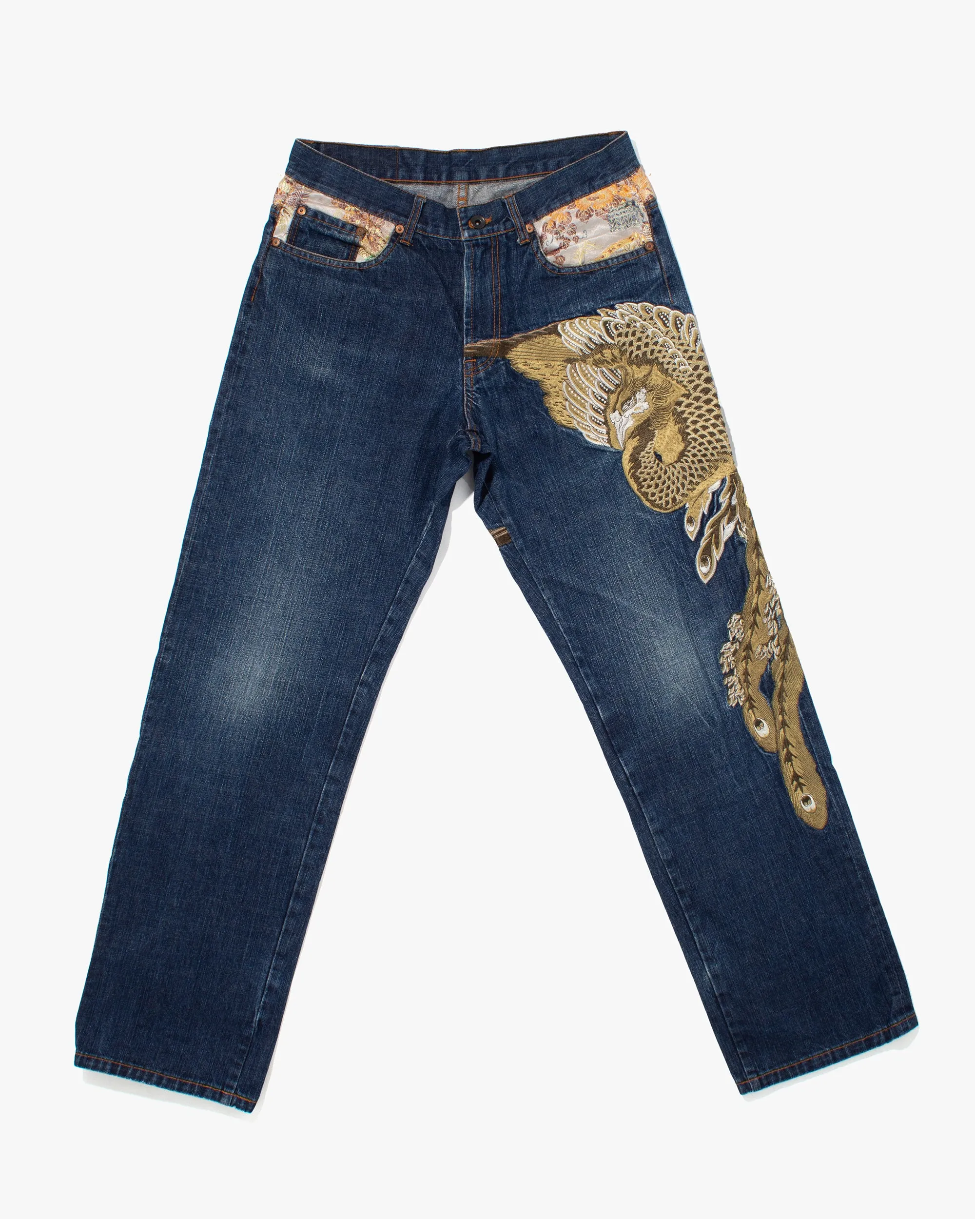 Japanese Repro Denim Jeans, Switch Planning Co., Embroidered Phoenix - 31" sold by Kiriko