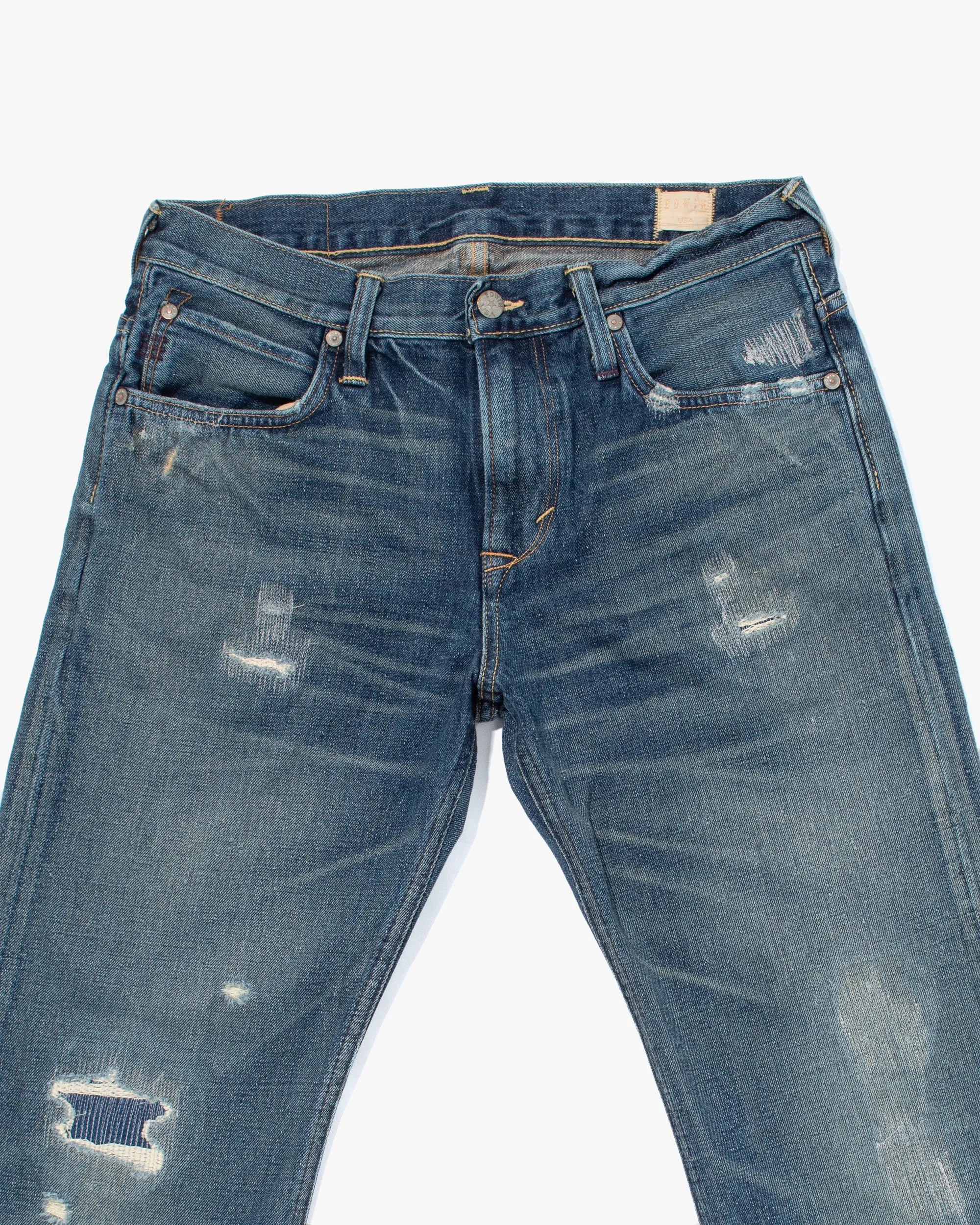Japanese Repro Denim Jeans, Edwin, Patched Distressing - 33" sold by Kiriko product image thumbnail 2