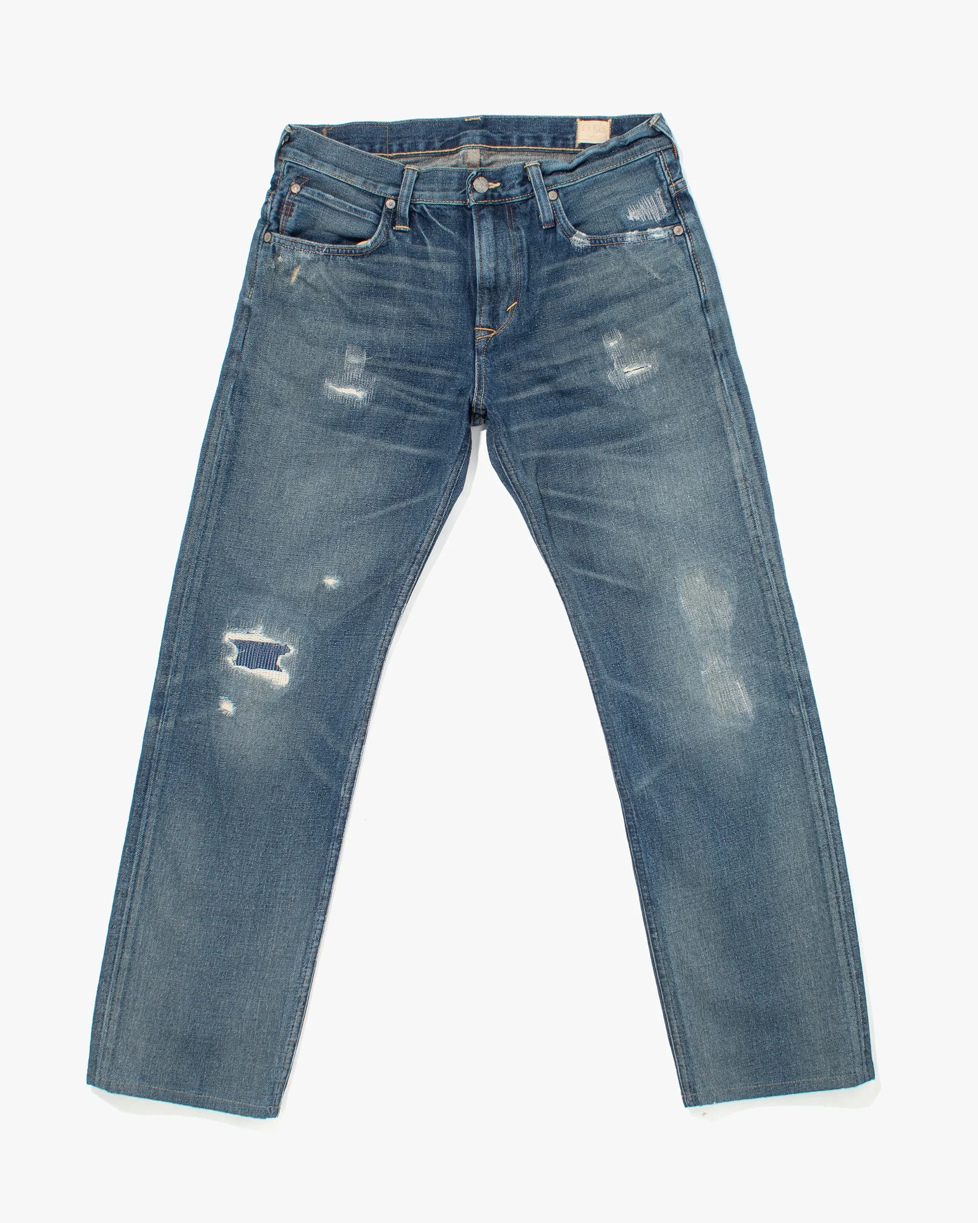 Japanese Repro Denim Jeans, Edwin, Patched Distressing - 33" sold by Kiriko