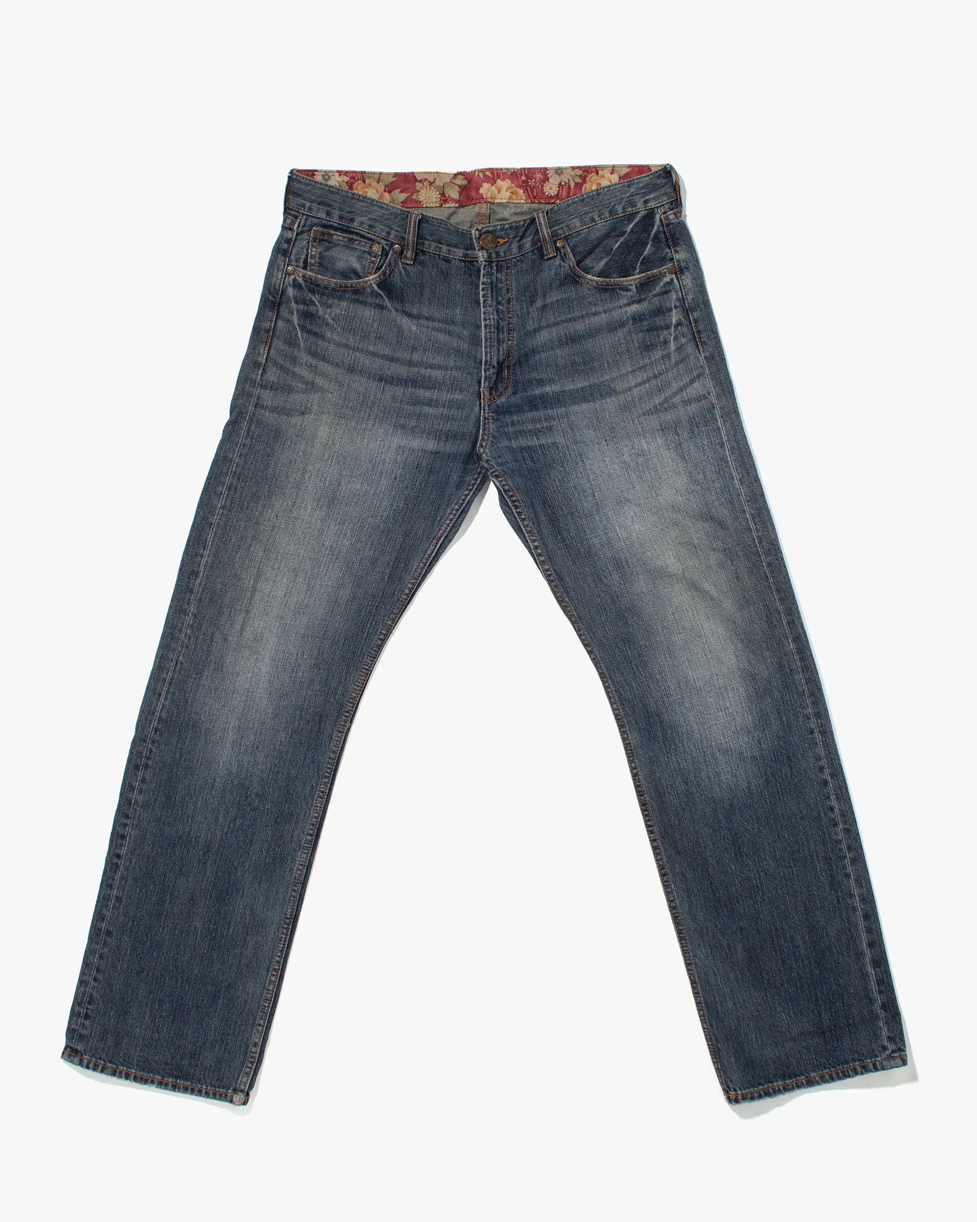 Japanese Repro Denim Jeans, Ann Do, Embroidered Koi and Floral Lining - 38" sold by Kiriko product image thumbnail 3