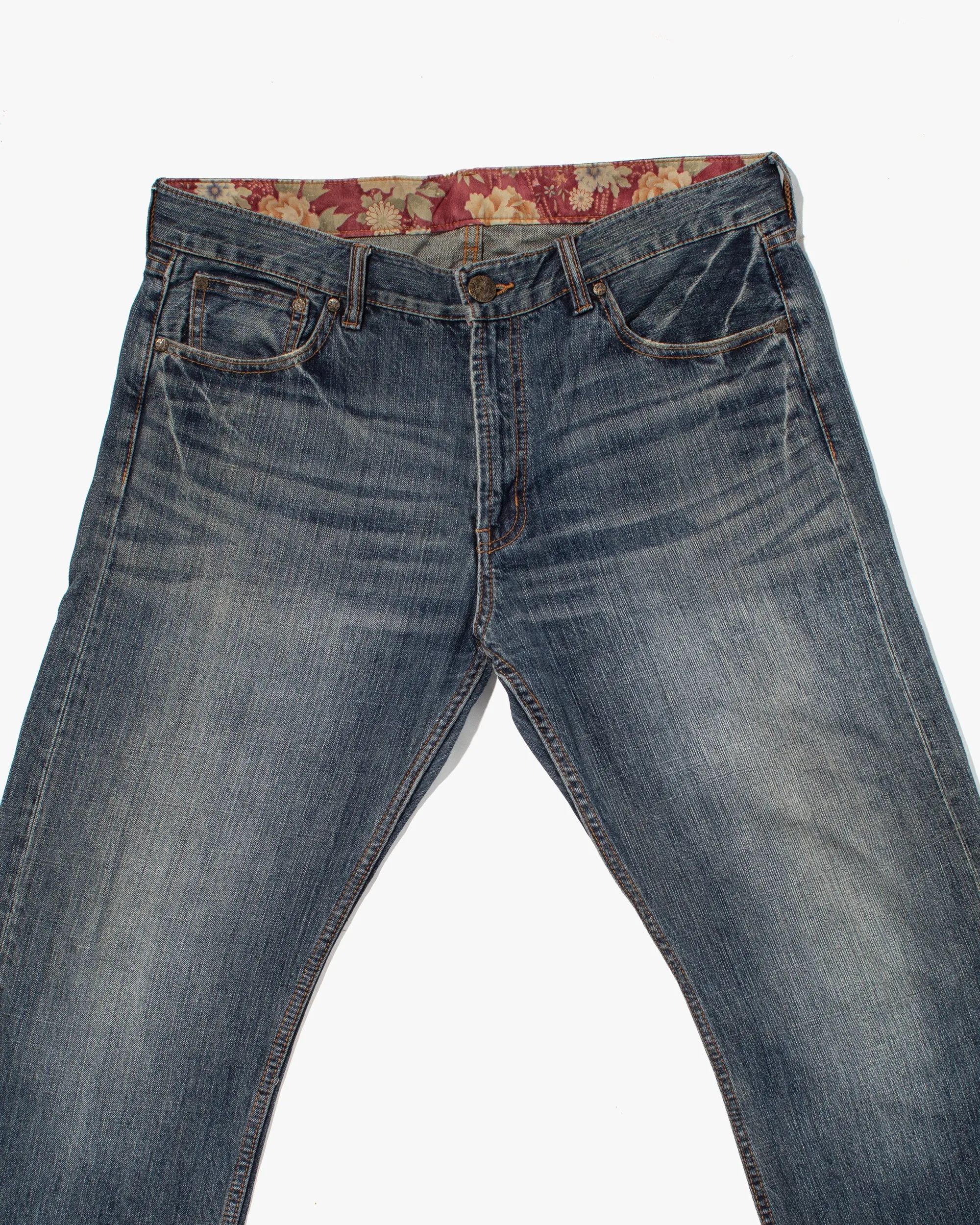 Japanese Repro Denim Jeans, Ann Do, Embroidered Koi and Floral Lining - 38" sold by Kiriko product image thumbnail 5