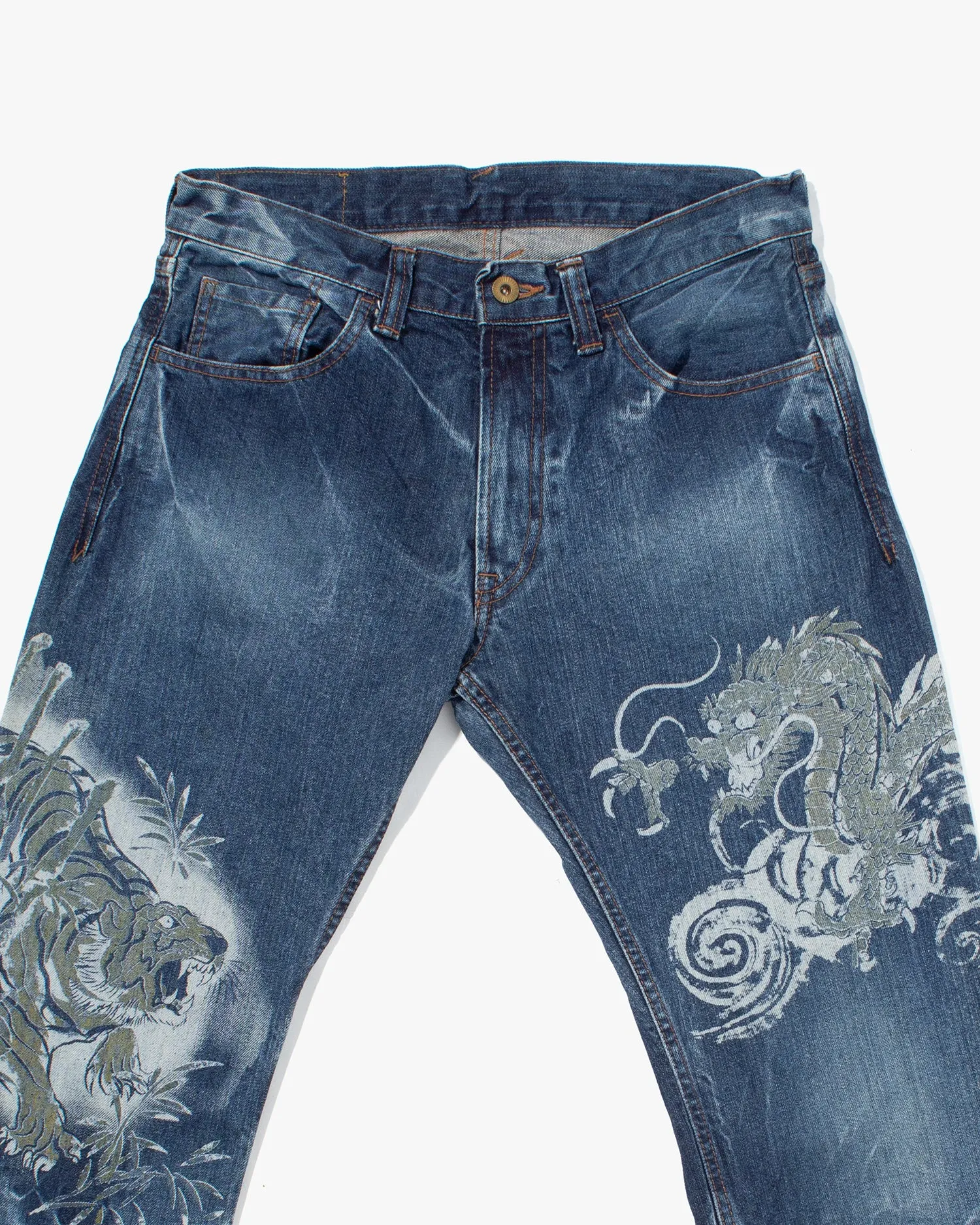 Japanese Repro Denim Jeans, Eternal, Dragon and Tiger Graphic - 32 sold by Kiriko product image thumbnail 2
