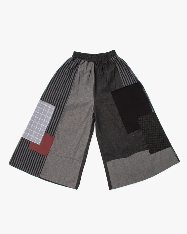 Kiriko Original Pants, Black and Charcoal Patched, Wide Leg sold by Kiriko