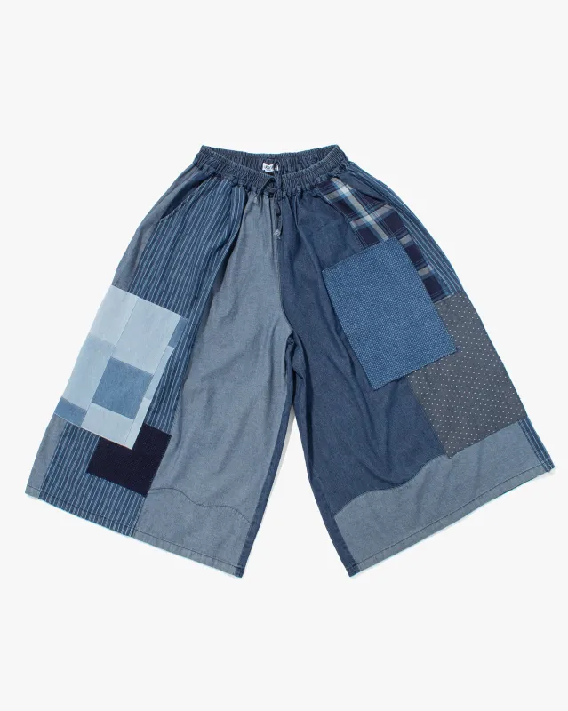 Kiriko Original Pants, Washed Indigo Patched, Wide Leg sold by Kiriko