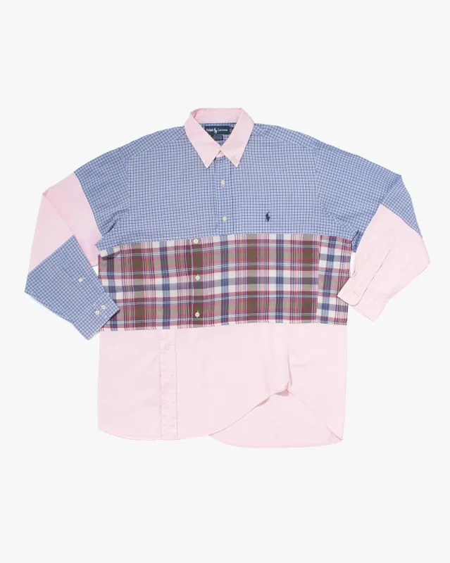 U.S. Vintage Button Up Long Sleeve Shirt, La Rocca, Blue Plaid with Shades of Pink - M sold by Kiriko