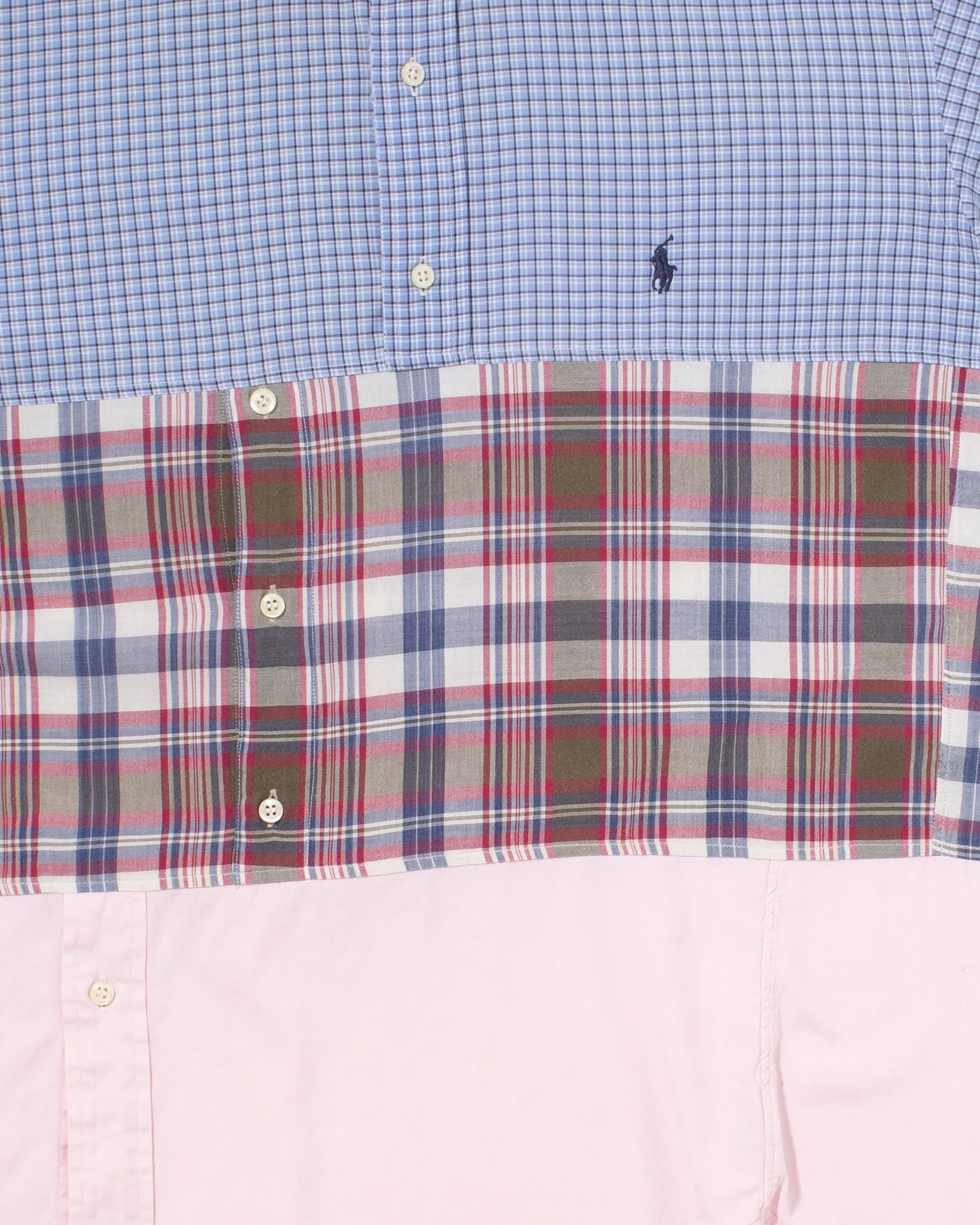 U.S. Vintage Button Up Long Sleeve Shirt, La Rocca, Blue Plaid with Shades of Pink - M sold by Kiriko product image thumbnail 2