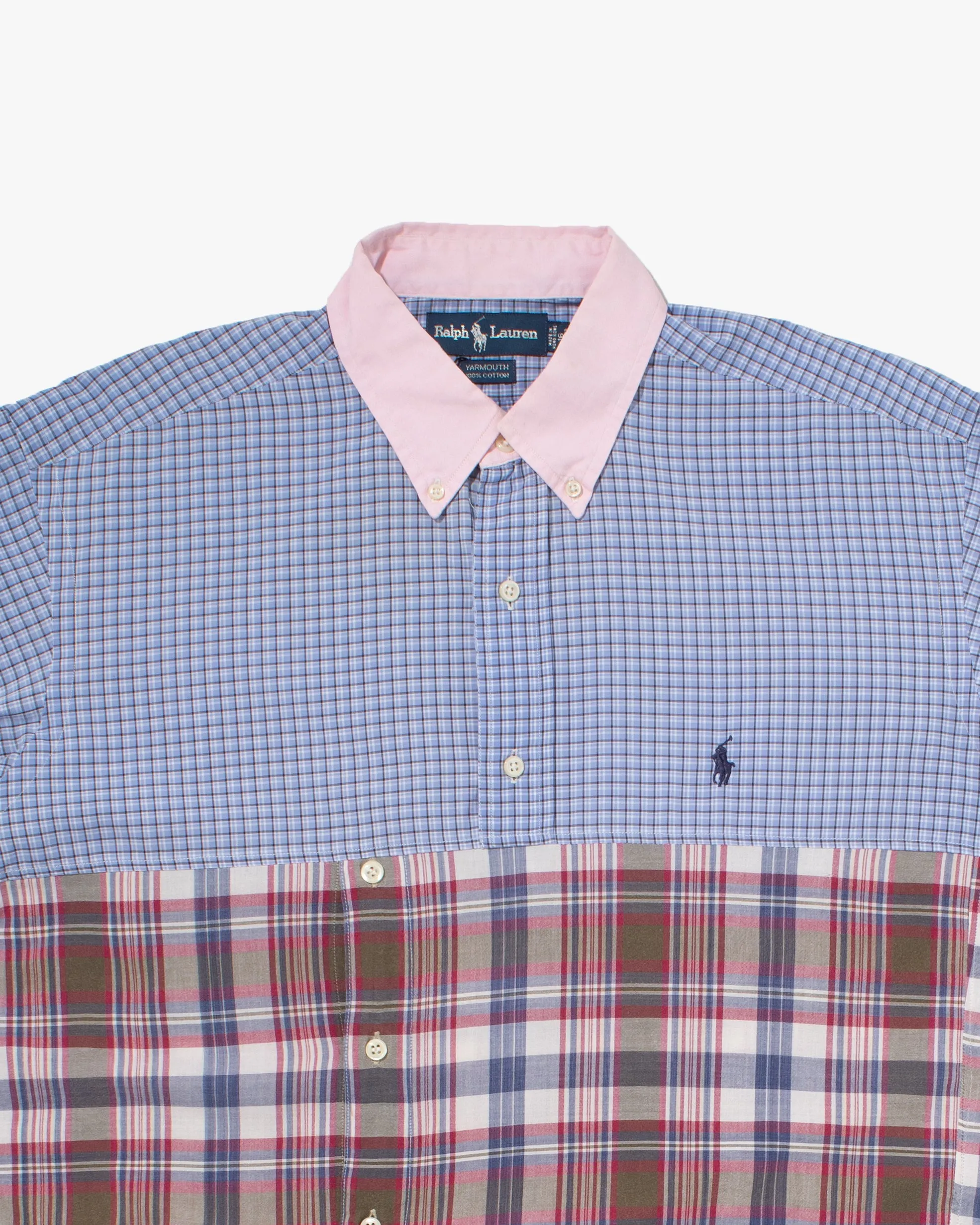 U.S. Vintage Button Up Long Sleeve Shirt, La Rocca, Blue Plaid with Shades of Pink - M sold by Kiriko product image thumbnail 3