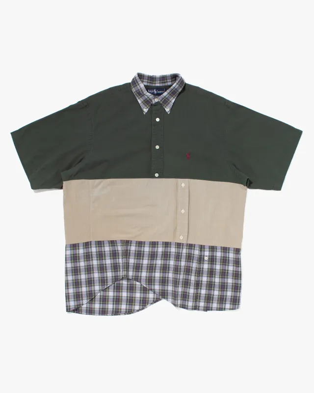 U.S. Vintage Button Up Short Sleeve Shirt, La Rocca, Shades of Khaki Plaid - M sold by Kiriko
