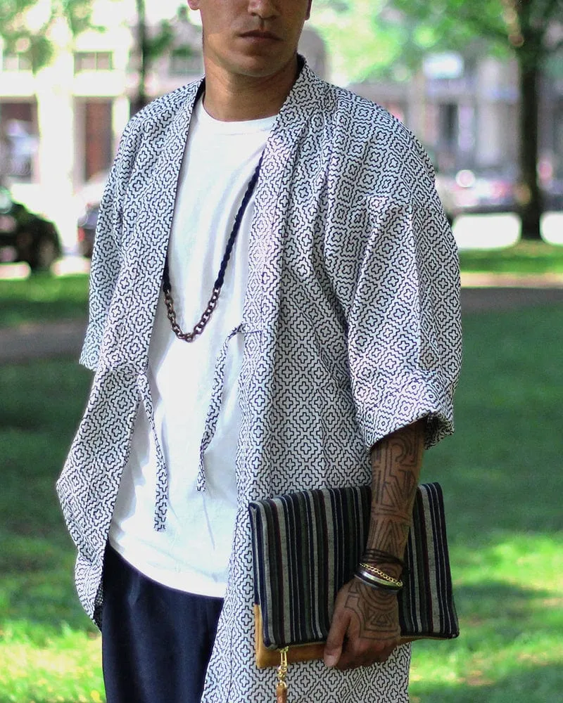 Modern Hitomezashi Dougi Jacket, White sold by Kiriko