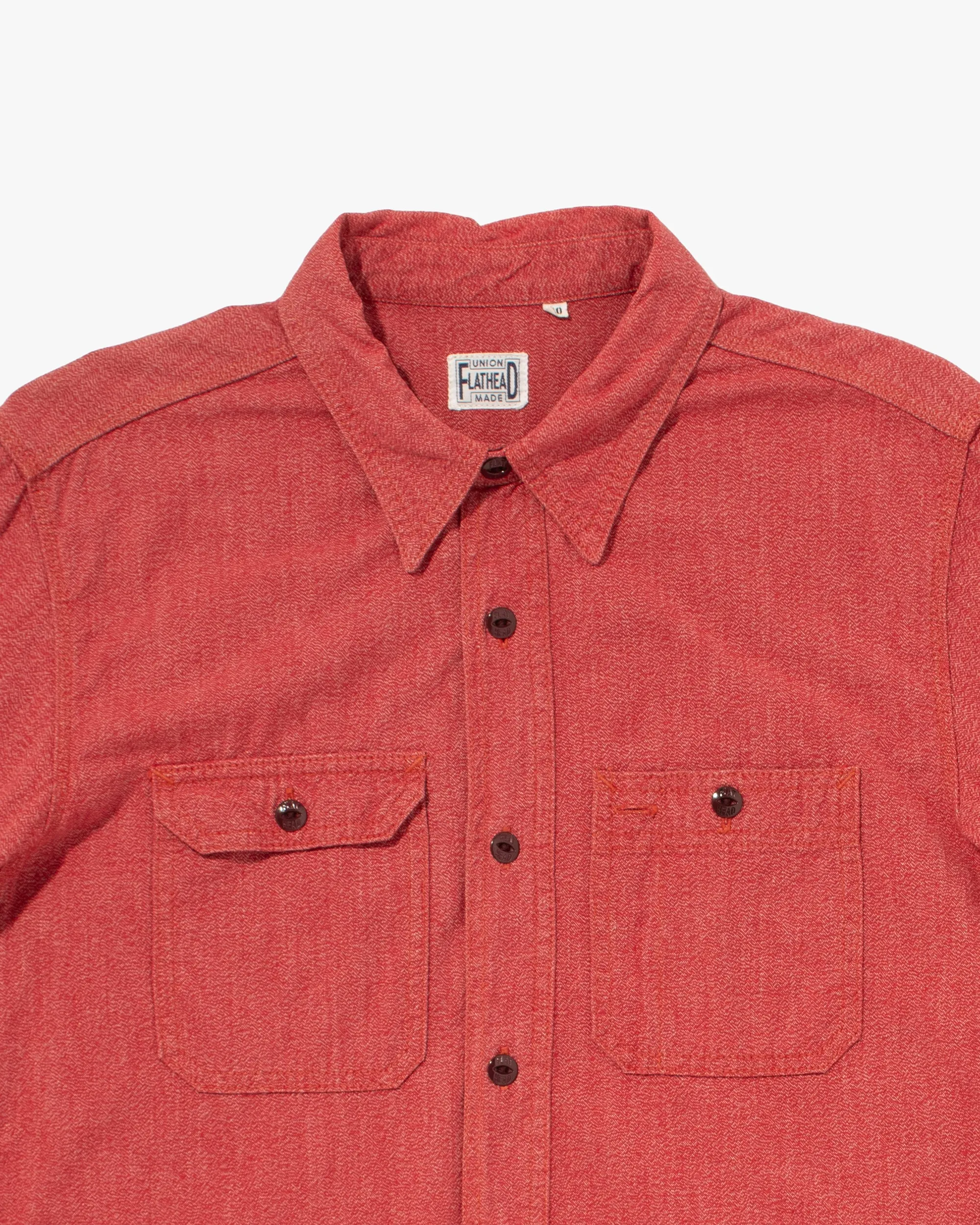 Japanese Repro Denim Button Up Shirt, Flat Head, Red - S sold by Kiriko product image thumbnail 3