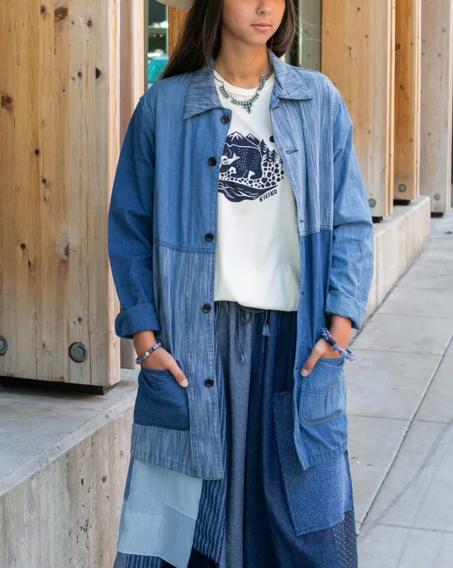 Japanese Repro Denim Button Up Shirt, M, FDMTL, Patchwork Denim sold by Kiriko