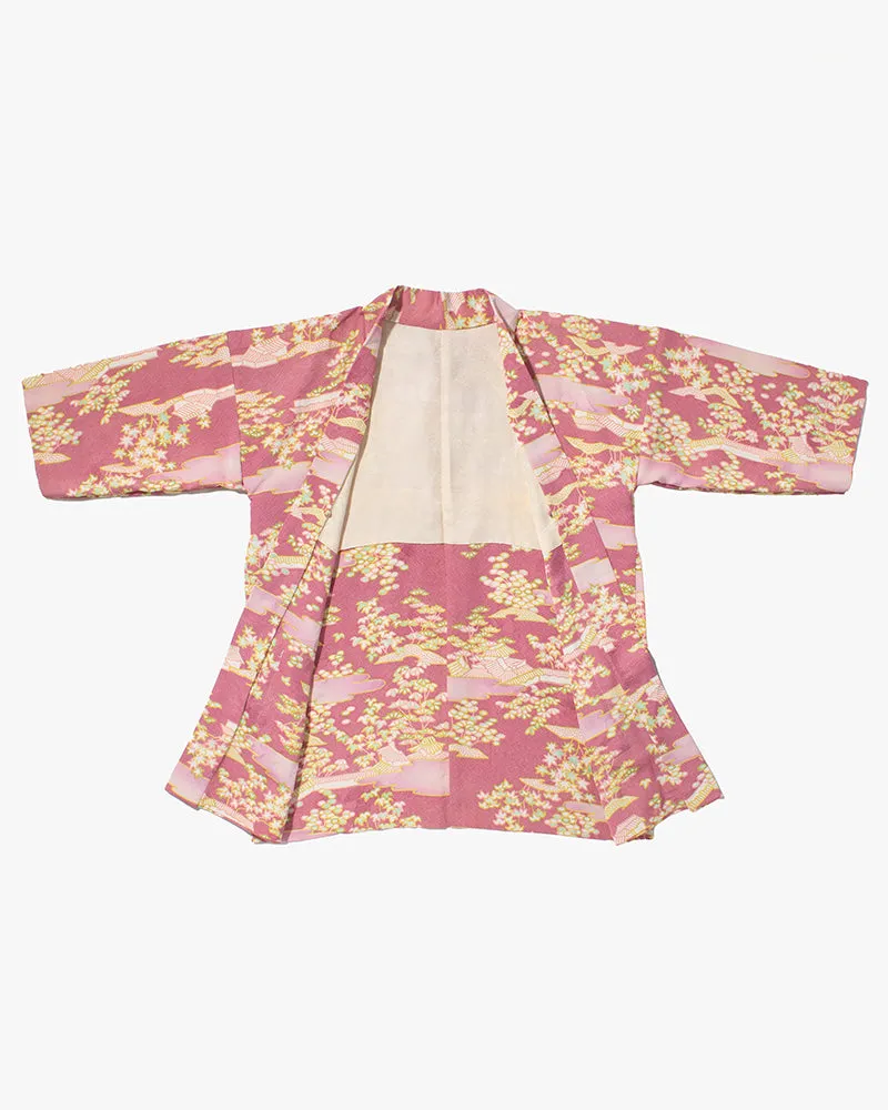 Kiriko Custom, Altered Kimono Jacket, Pink with Scenery and Gold Accents sold by Kiriko product image thumbnail 3
