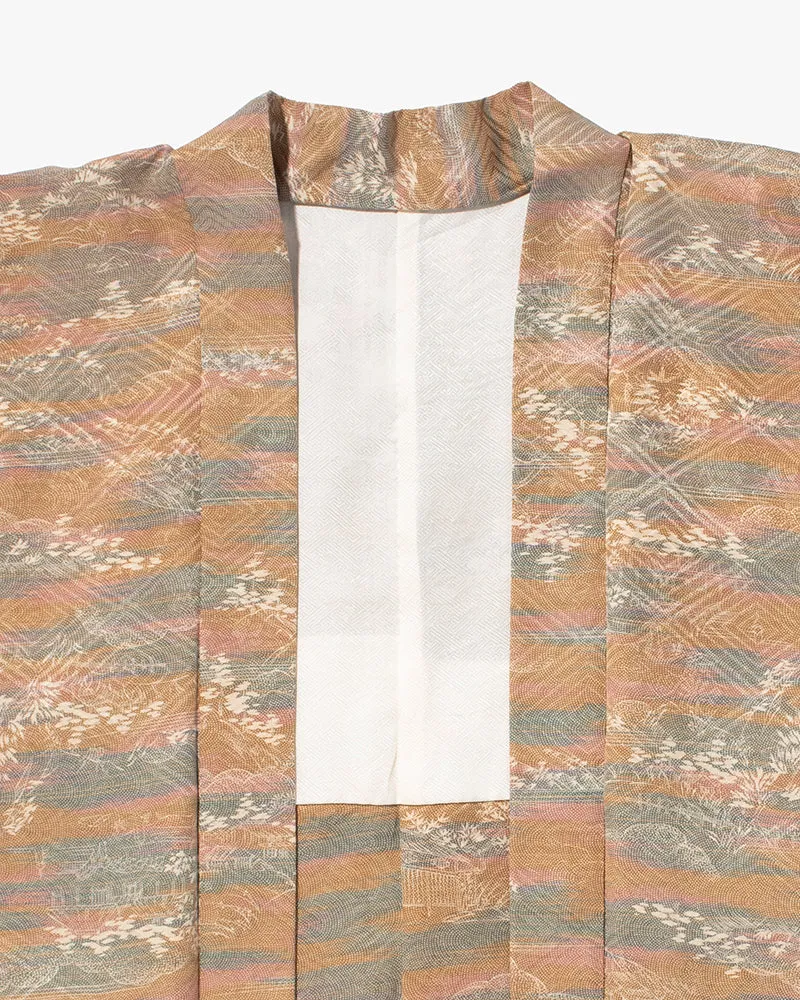 Kiriko Custom, Altered Kimono Jacket, Brown Tones with Cream Nature Details sold by Kiriko product image thumbnail 2